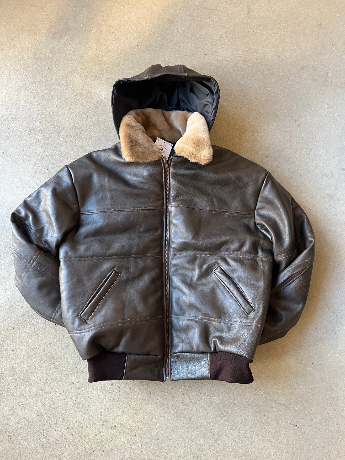 Vintage Leather Jacket Brown Shiny