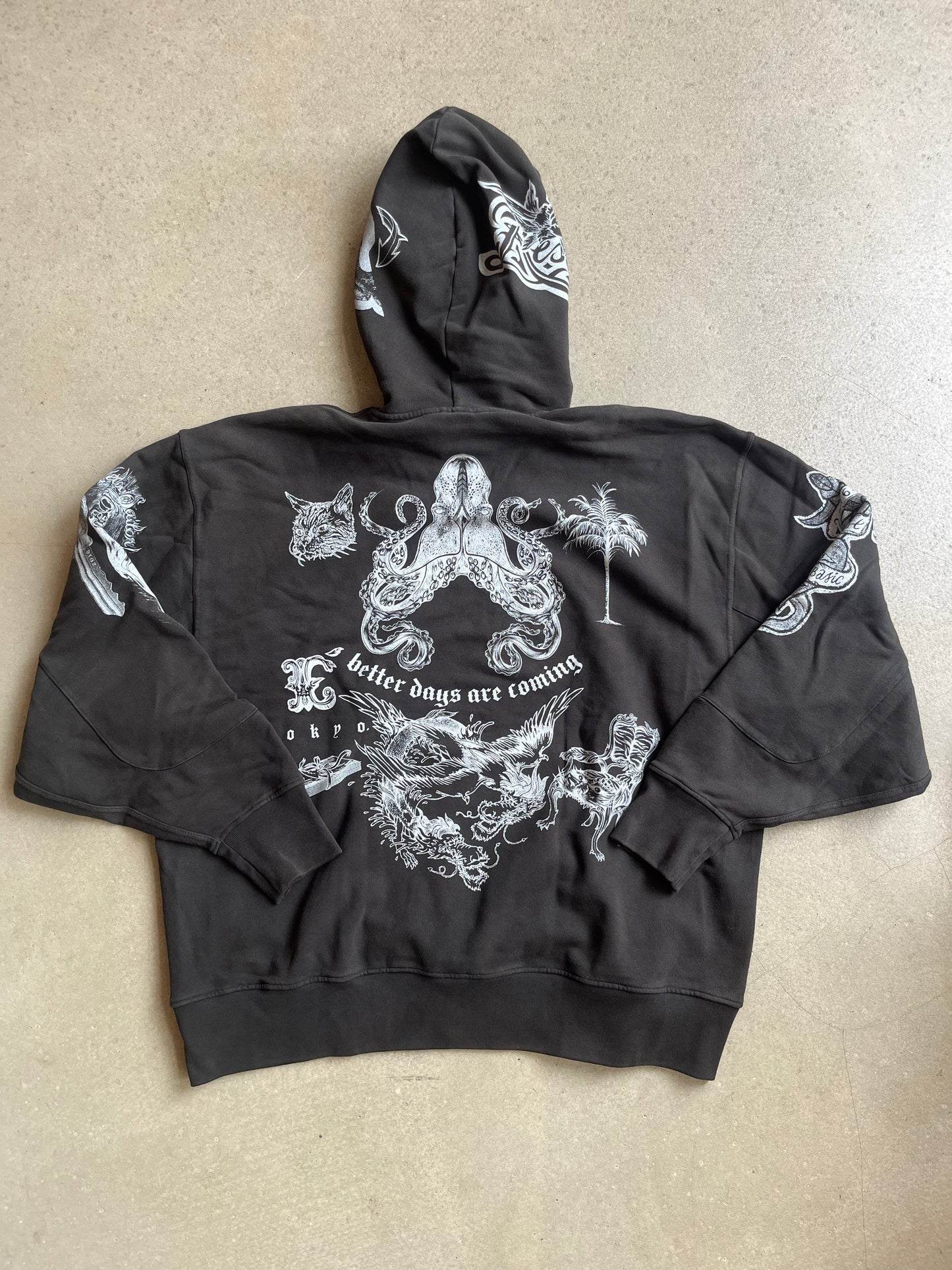 Atelier Reservé Hoodie Tattoo Flash Sheet Sun Faded Black