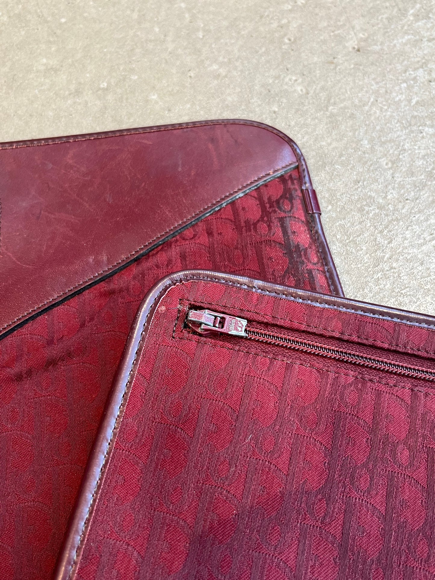 Dior Monogram Double Cloth Clutch Bag Burgundy
