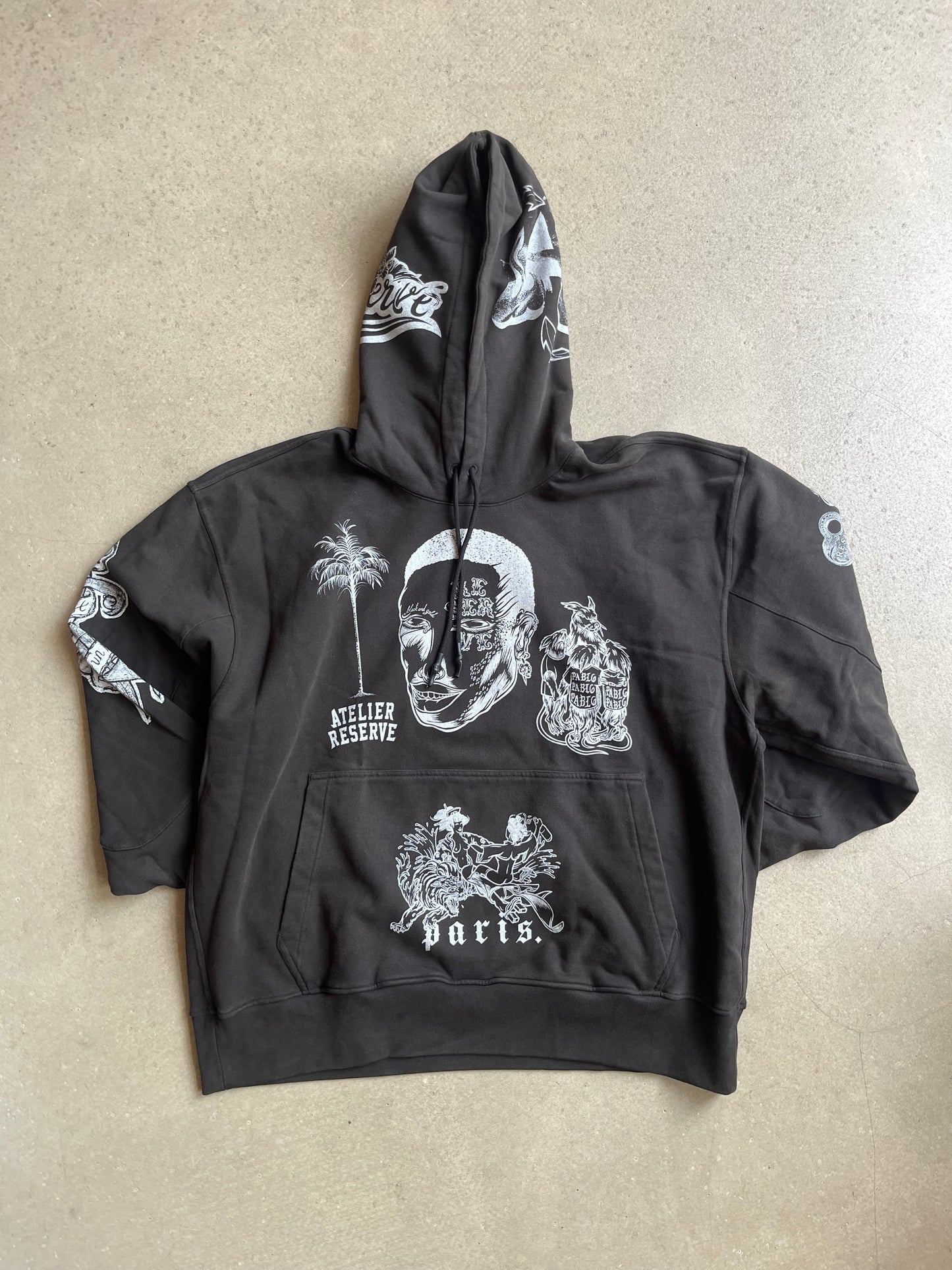 Atelier Reservé Hoodie Tattoo Flash Sheet Sun Faded Black
