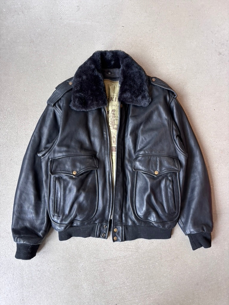 Redskins Air Force Leather Jacket Small Black