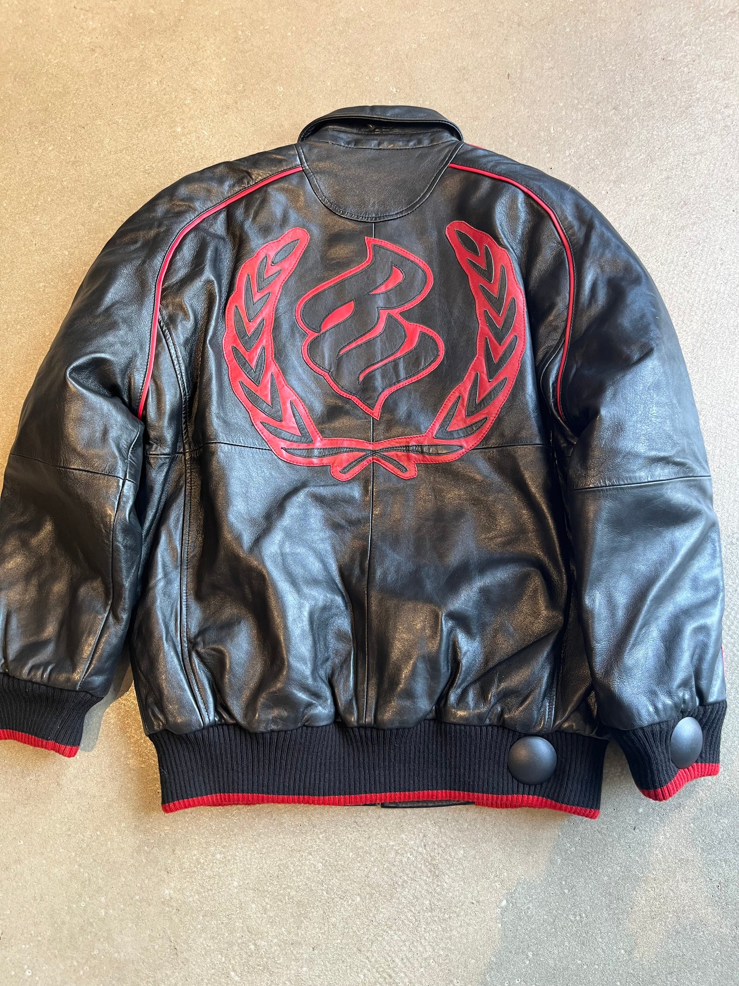 Rocawear Leather Jacket Black Red L
