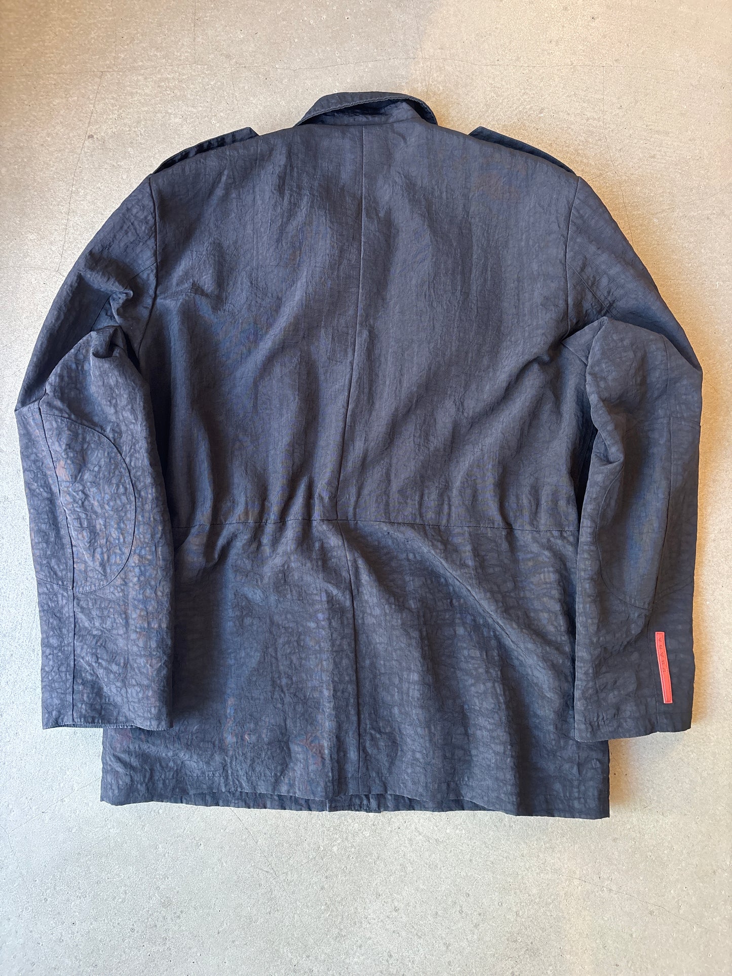 Prada Nylon Coat Fur Lining Black 52