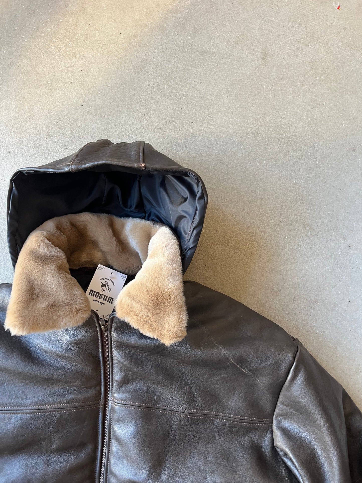 Vintage Leather Jacket Brown Shiny