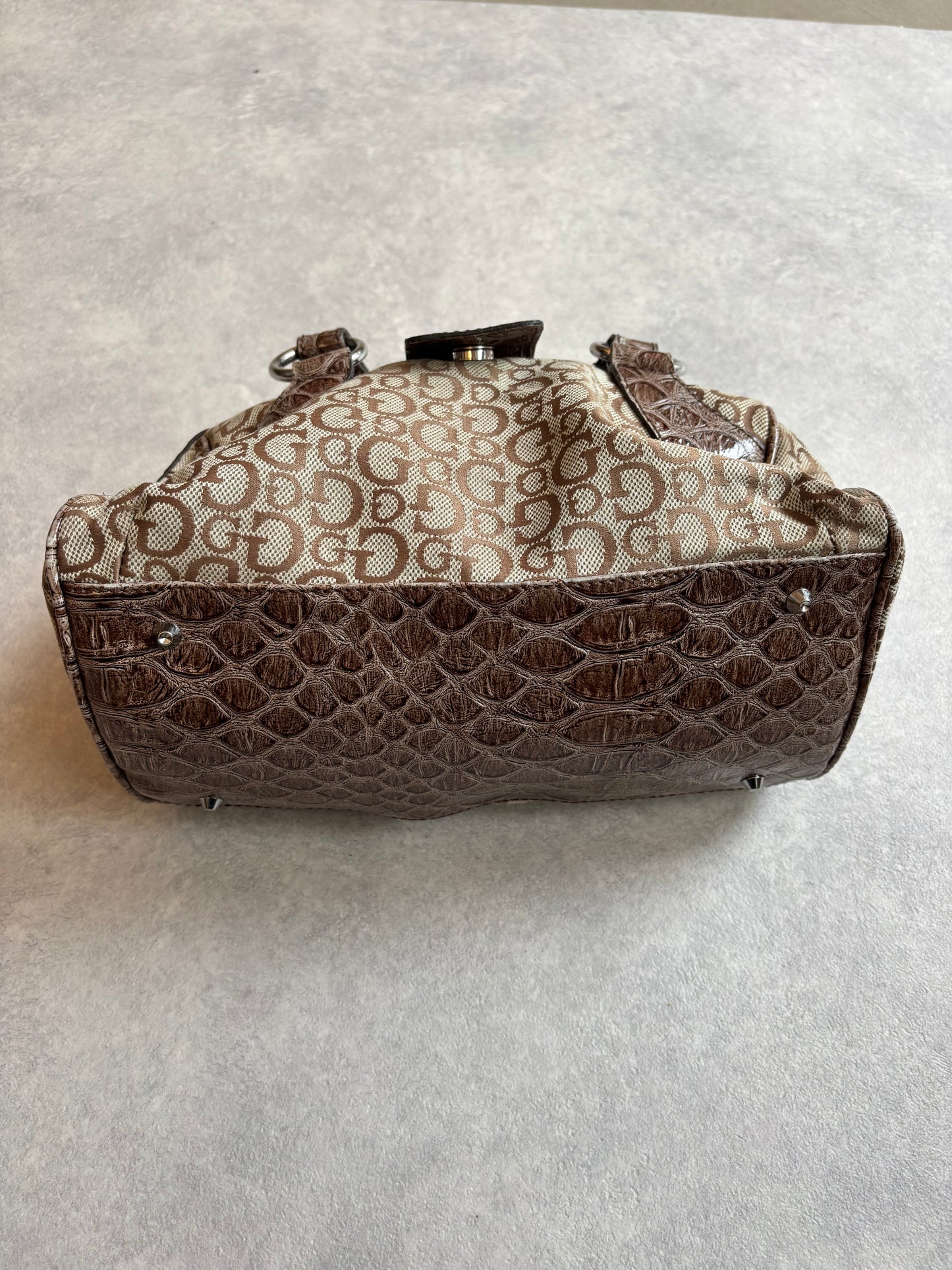Guess G Buckle Faux Croc Monogram
