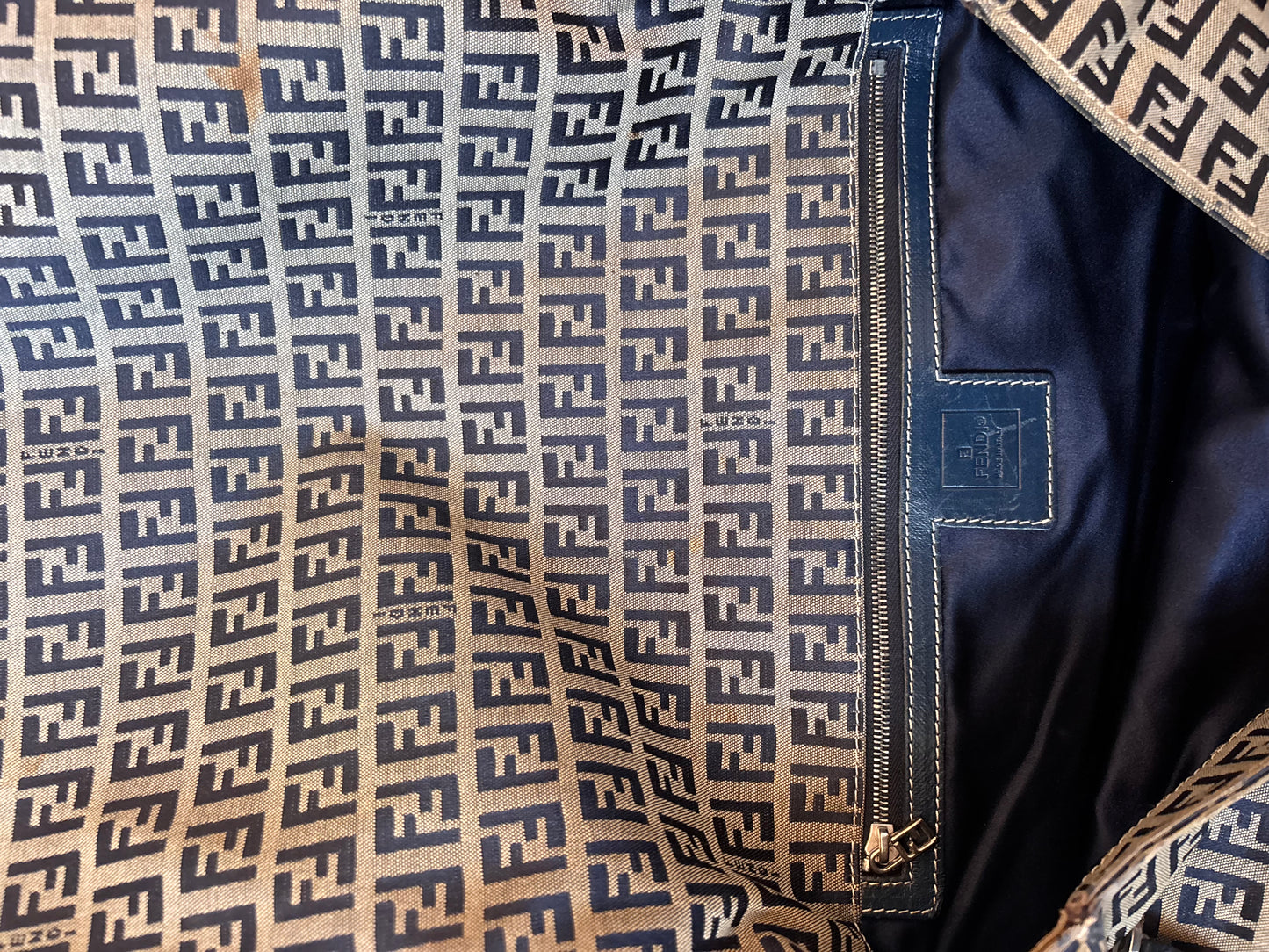 Fendi Monogram Cross Body Messenger Bag Brown