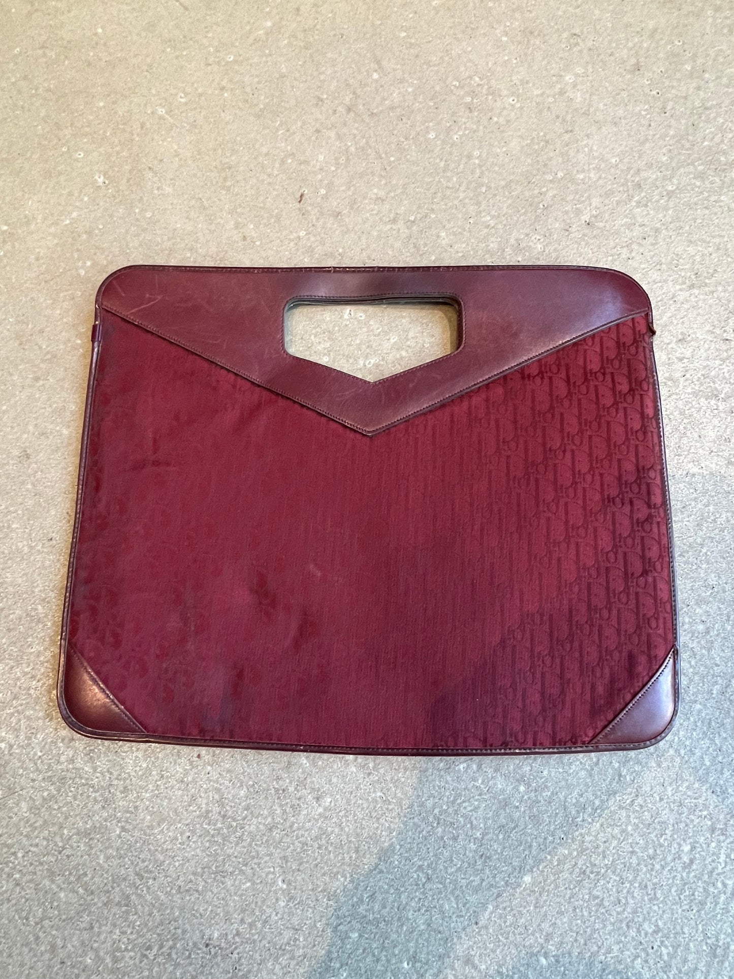 Dior Monogram Double Cloth Clutch Bag Burgundy