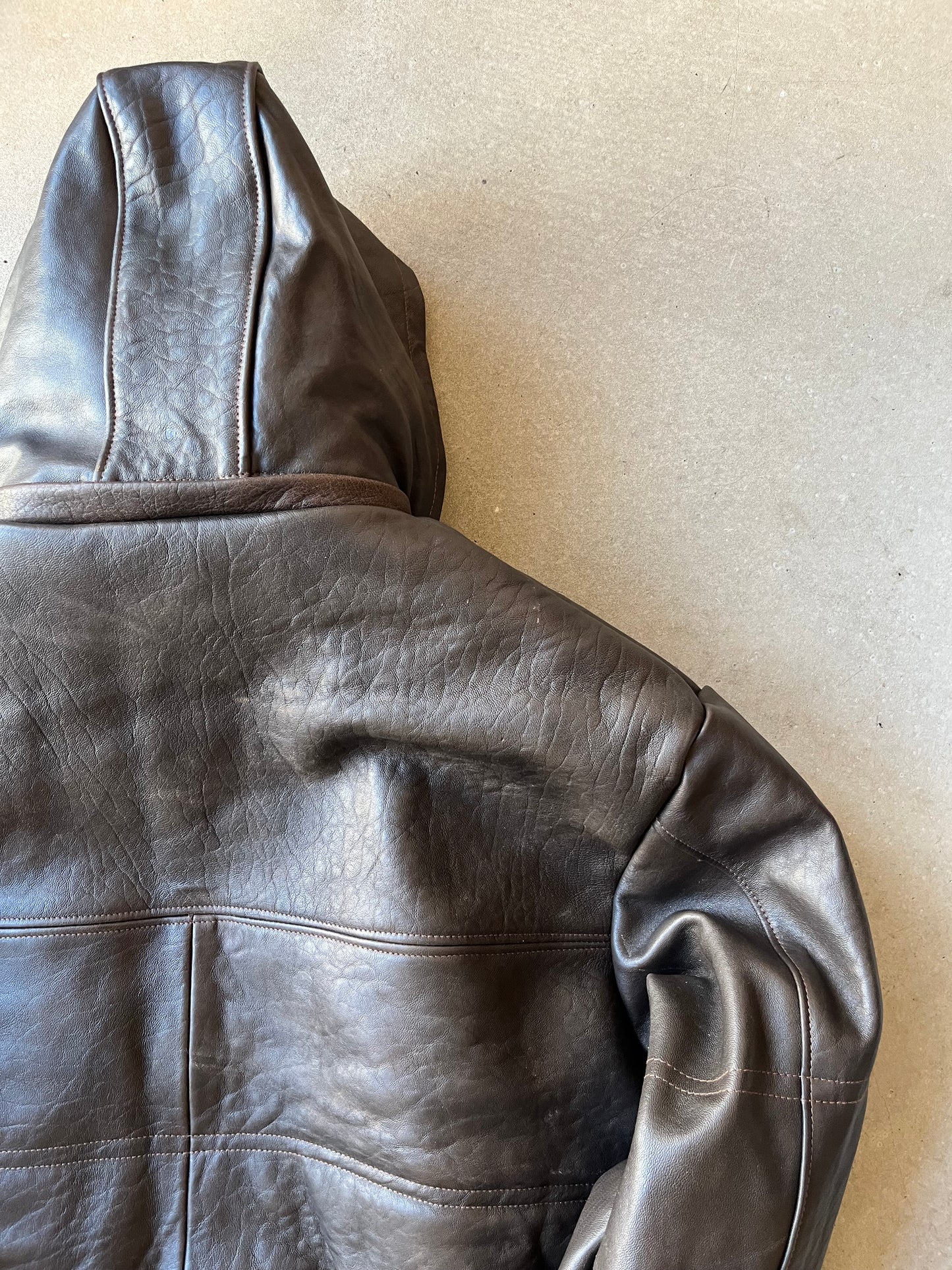 Vintage Leather Jacket Brown Shiny
