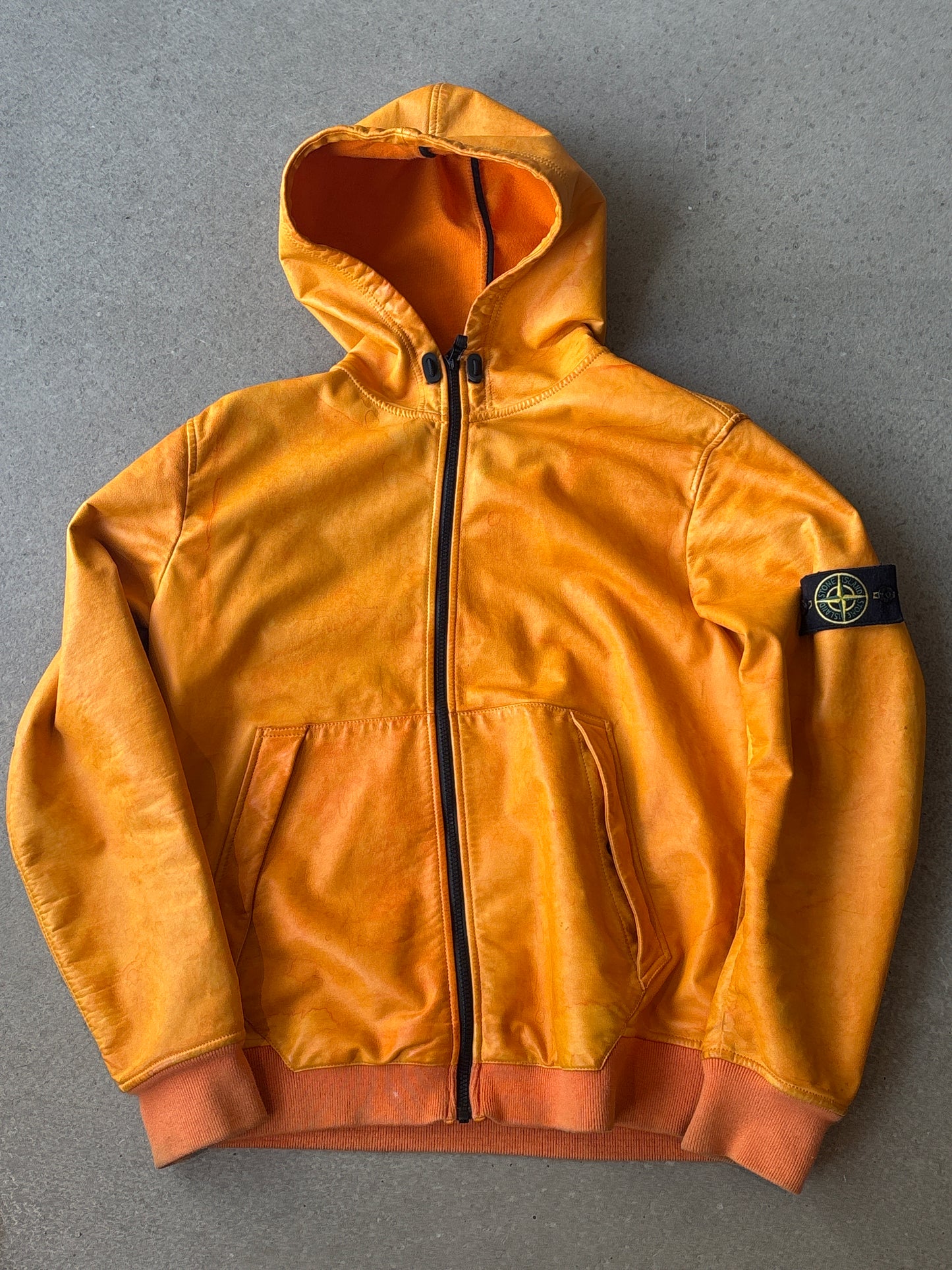 Stone Island Lightweight Leather Felpa Jacket Orange XL