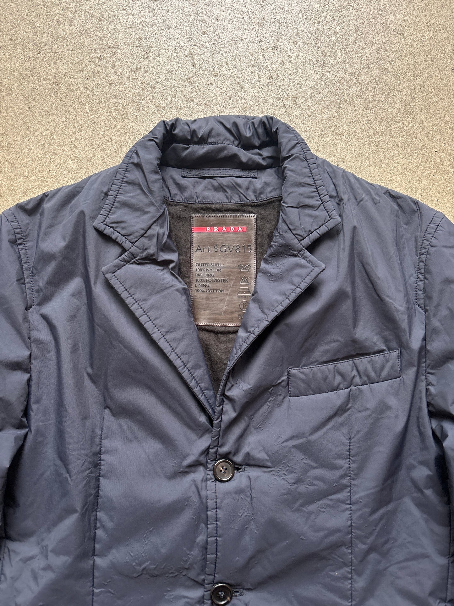 Prada Men Blue Nylon Blazer Jacket Navy 48