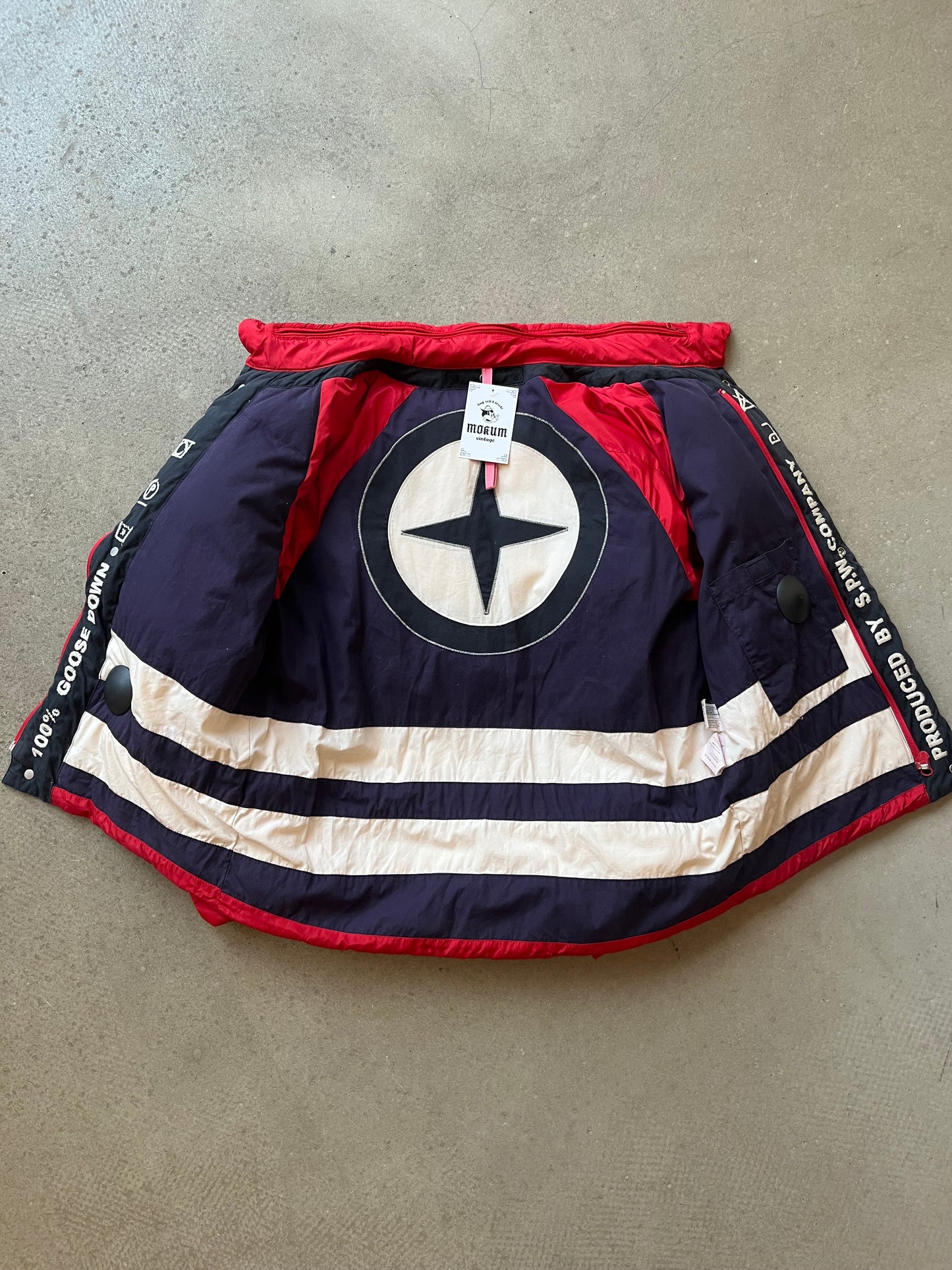 Stone Island Denim 2005 Goose Down Puffer Jacket Large Red