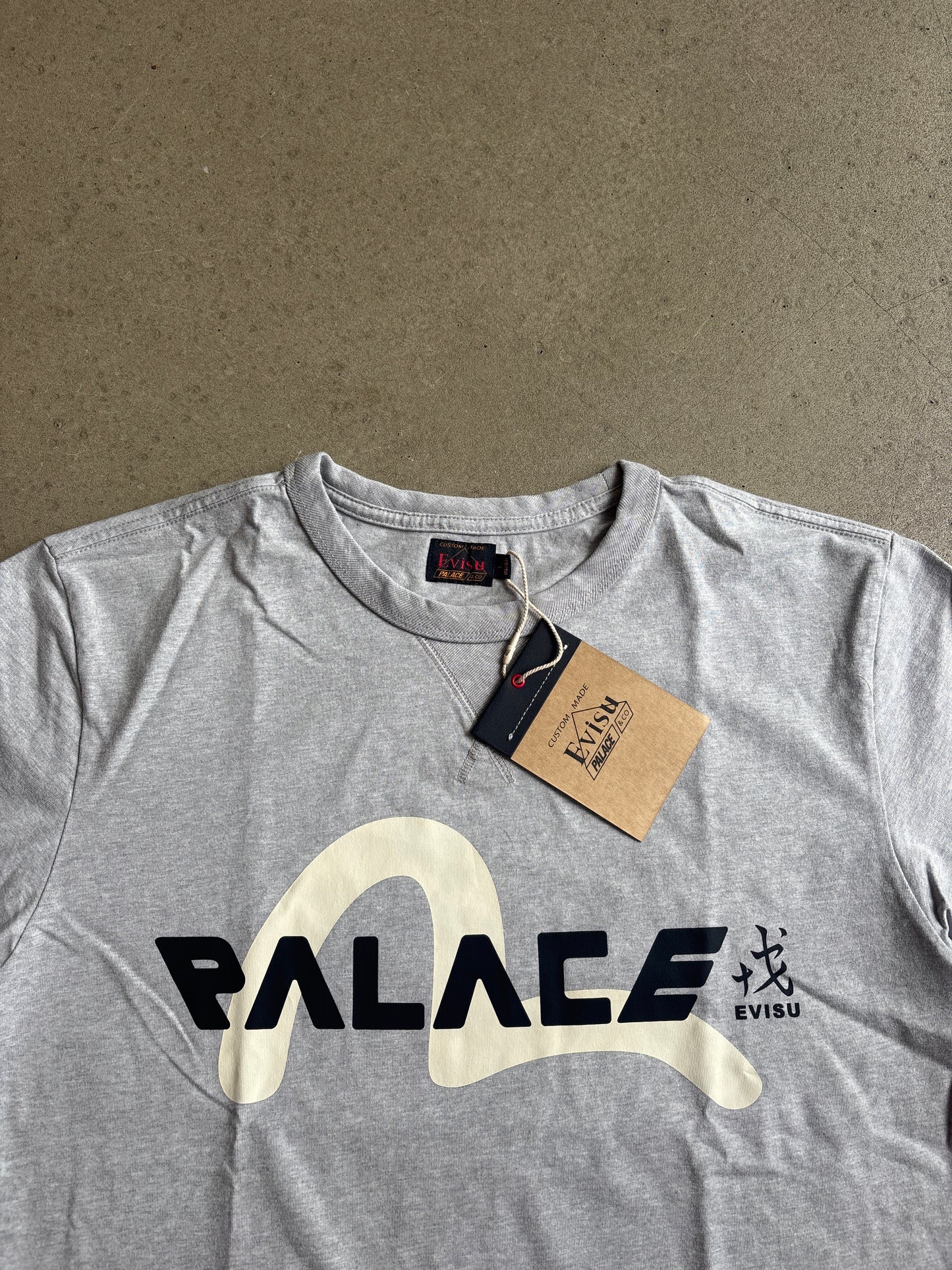 Palace x Evisu Logo T-Shirt Grey Marl