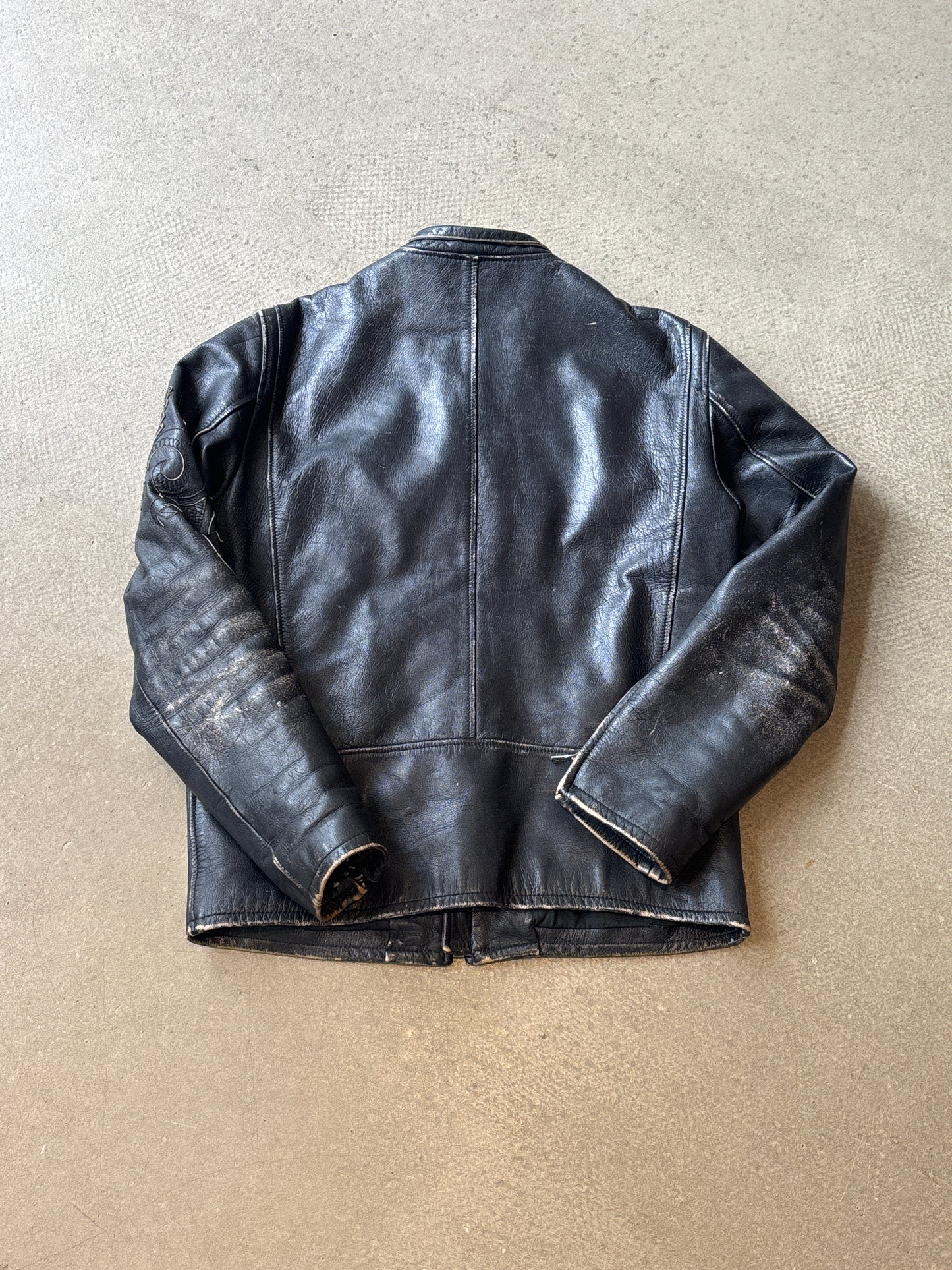 Cast Iron Leather Tribal Jacket Black Large