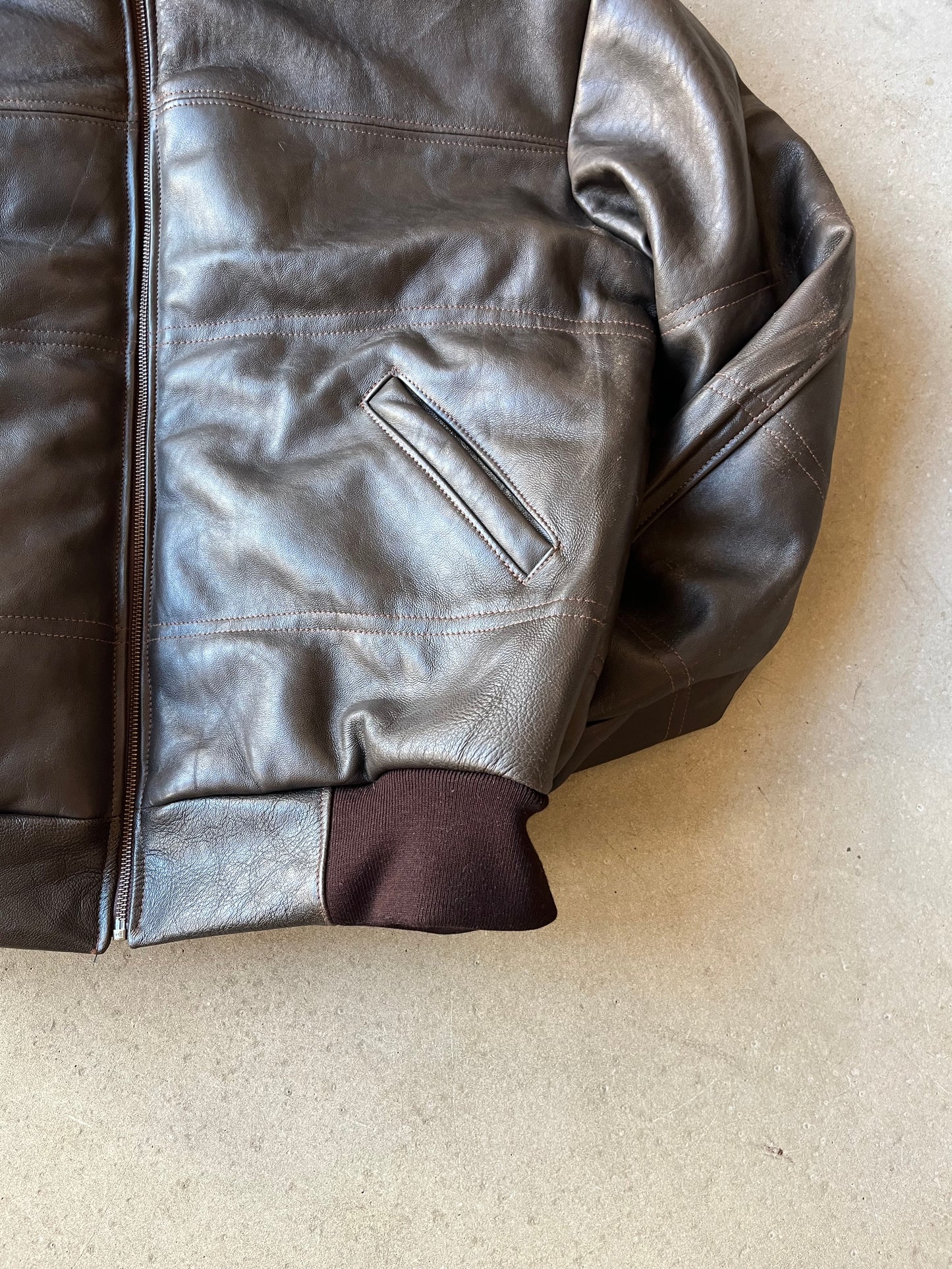 Vintage Leather Jacket Brown Shiny