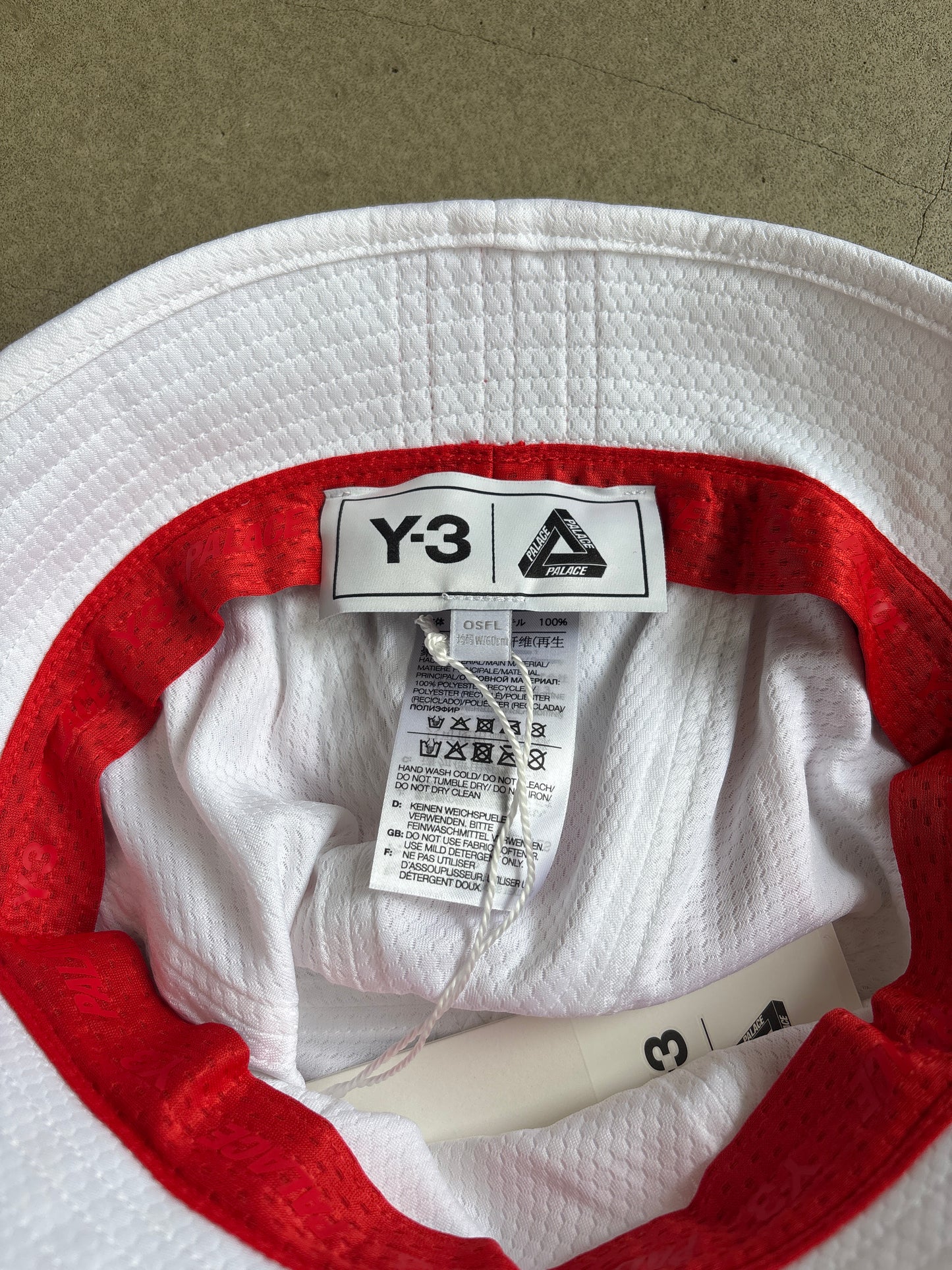 Palace Y-3 Bucket Hat White/Red