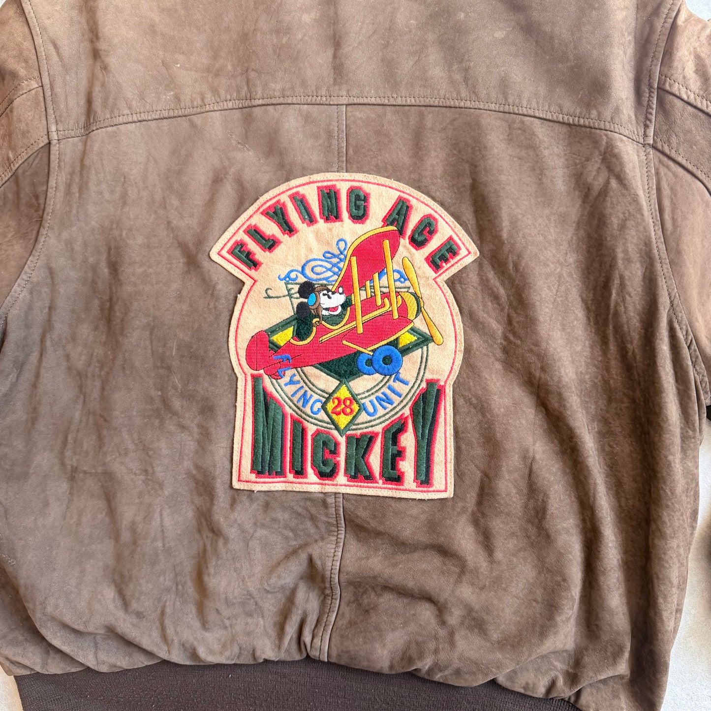 90s Micky Mouse Leather Flight Jacket XL