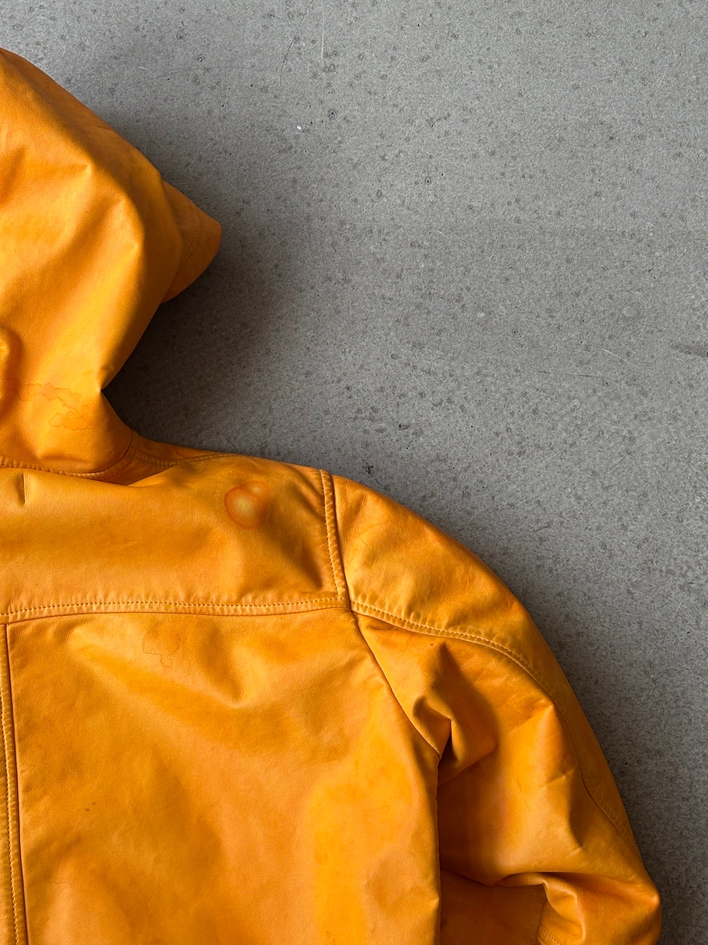 Stone Island Lightweight Leather Felpa Jacket Orange XL