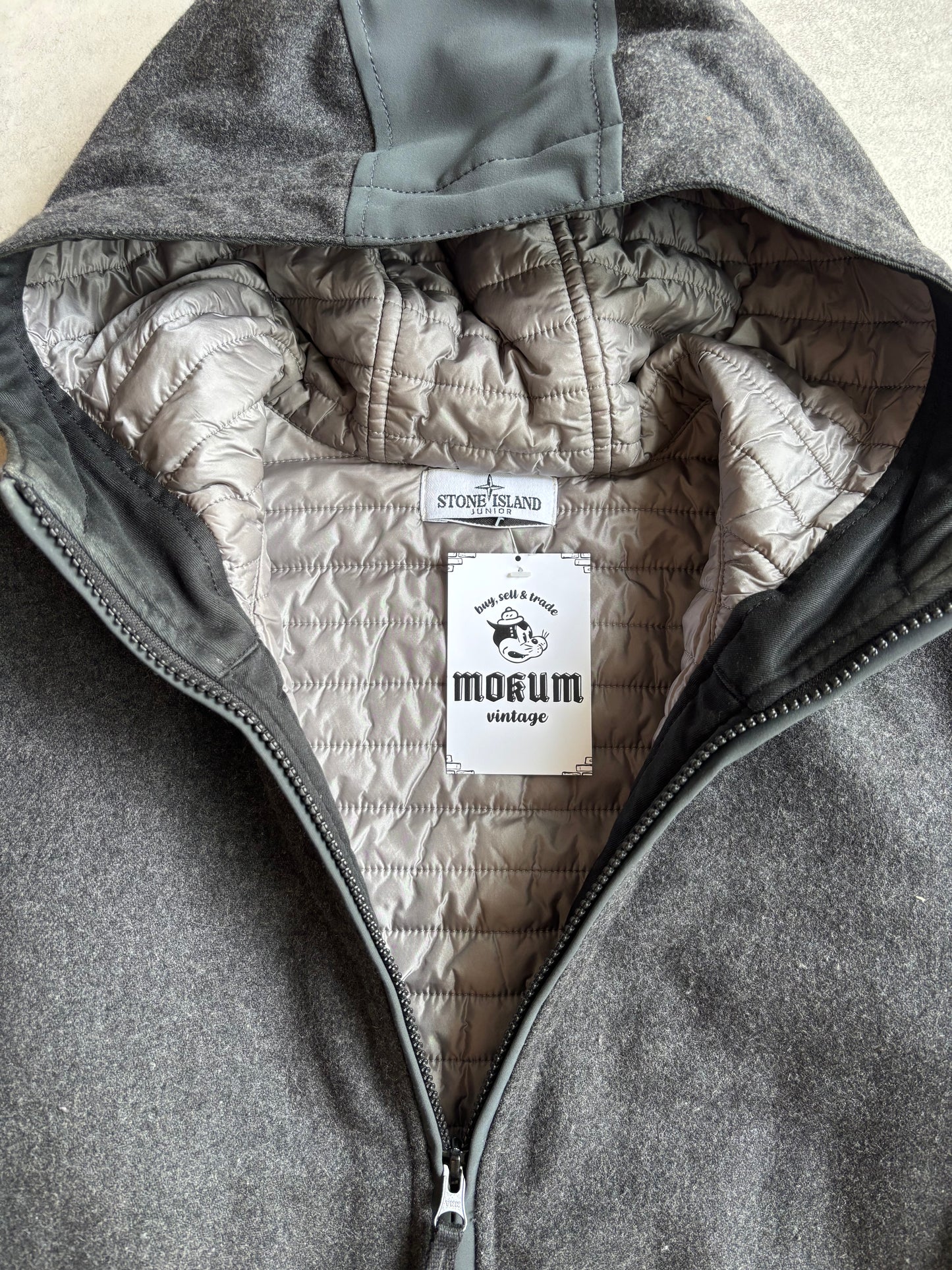 Stone Island Junior Softshell Hooded Full Zip Grey Junior 14YRS