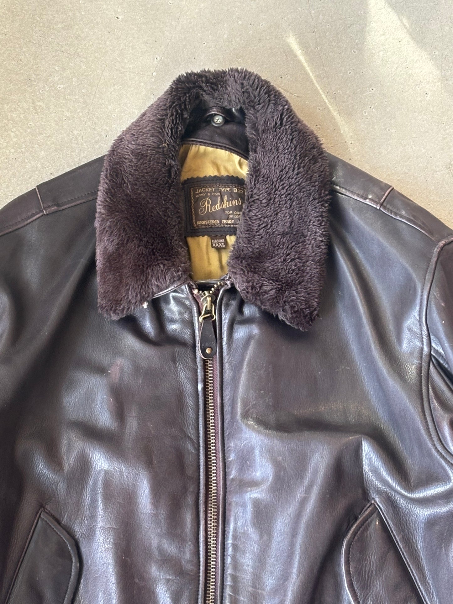 Redskins Leather Pilot Jacket Brown XXXL
