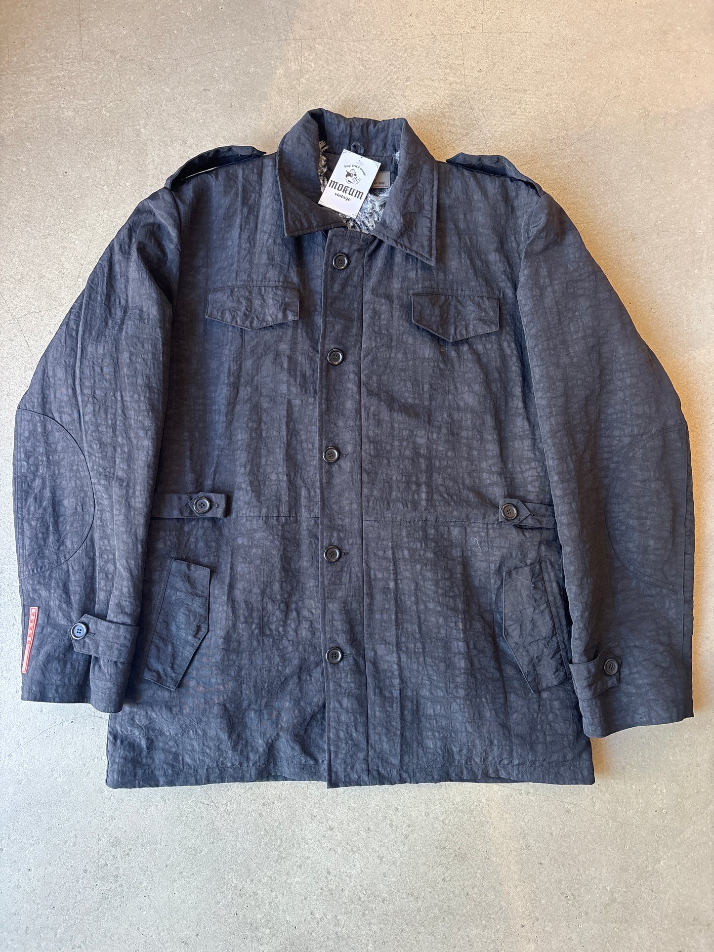 Prada Nylon Coat Fur Lining Black 52