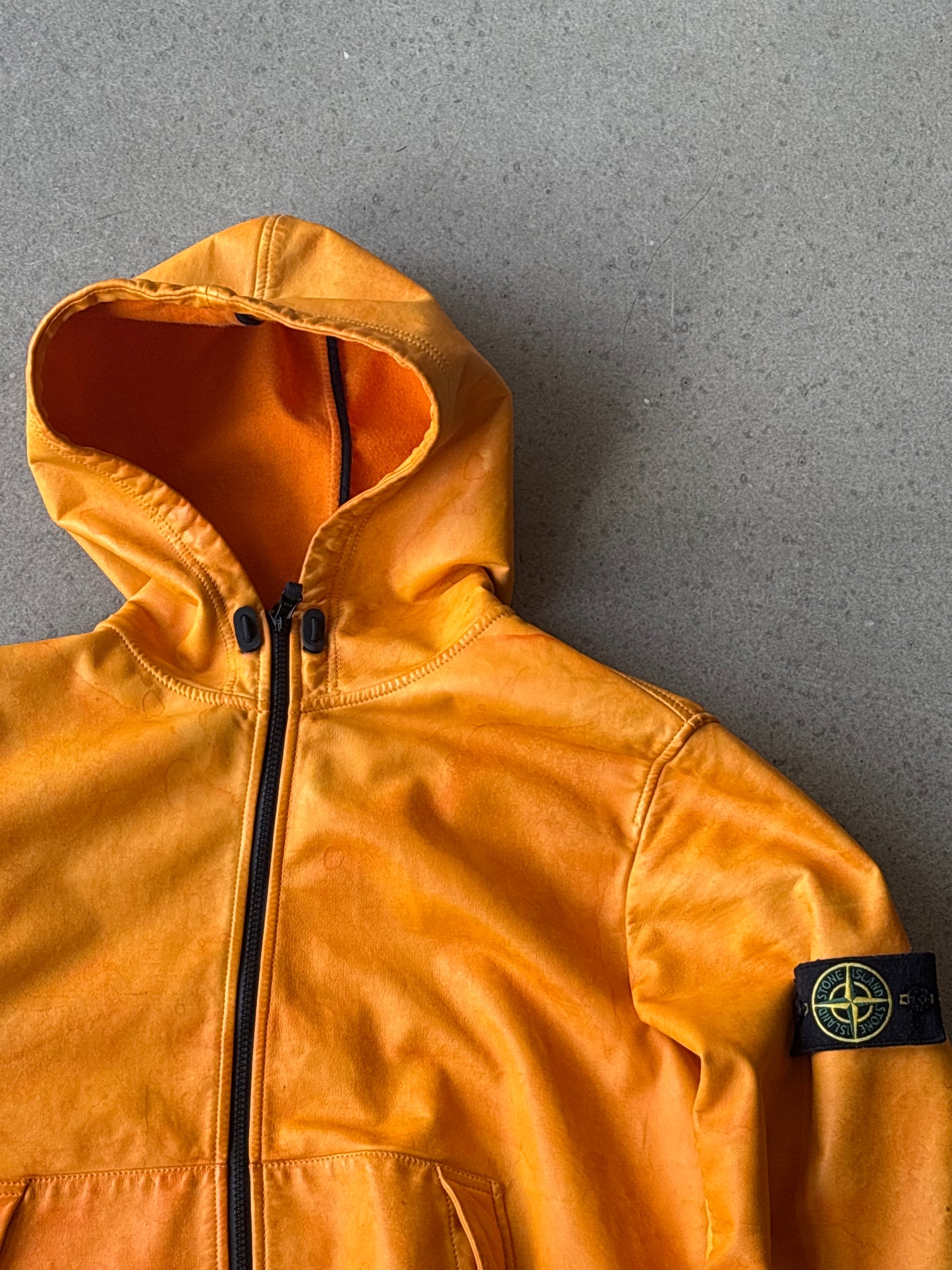 Stone Island Lightweight Leather Felpa Jacket Orange XL