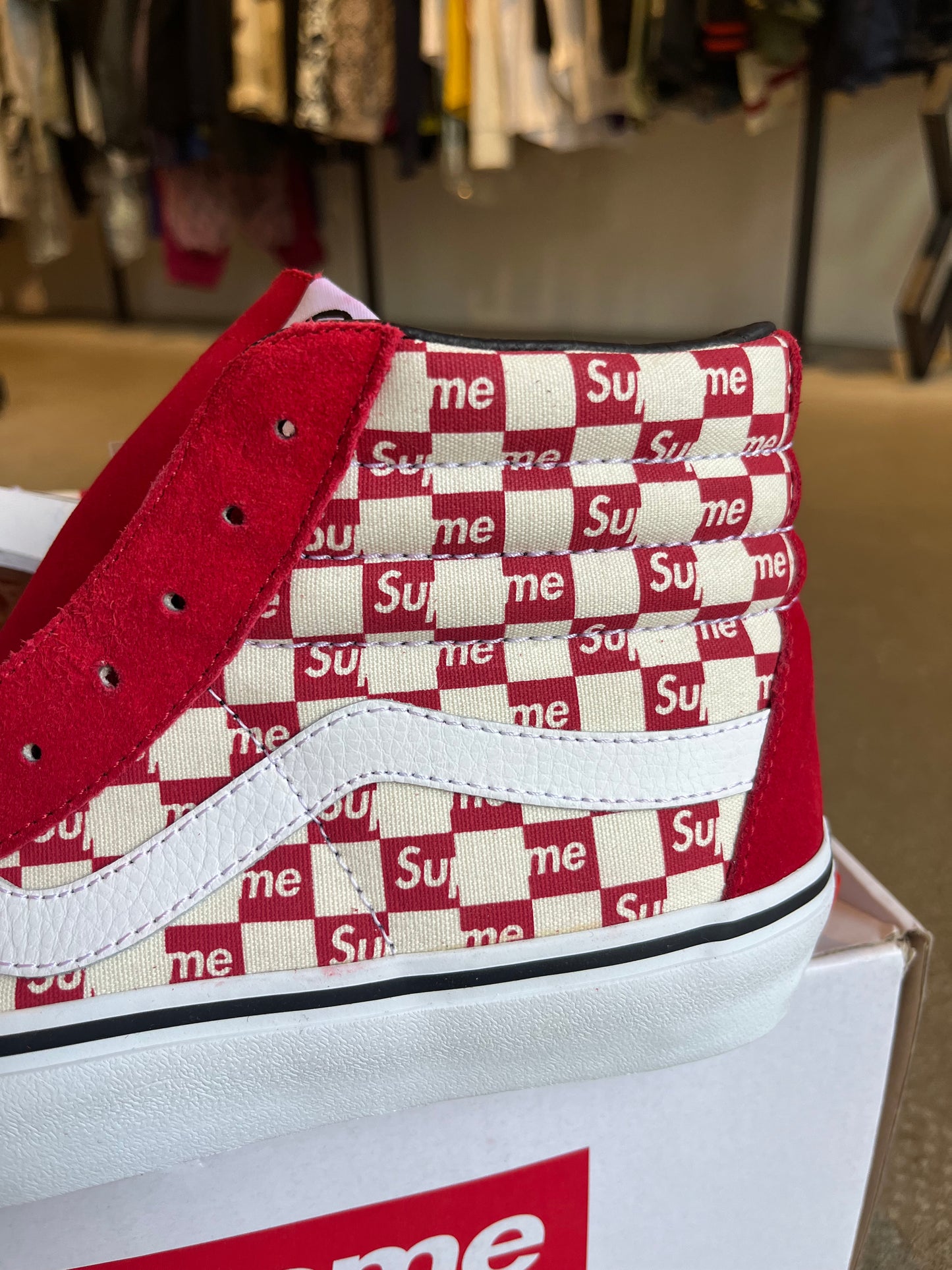 Vans Sk8-Hi Supreme Red Checker Logo EU 41