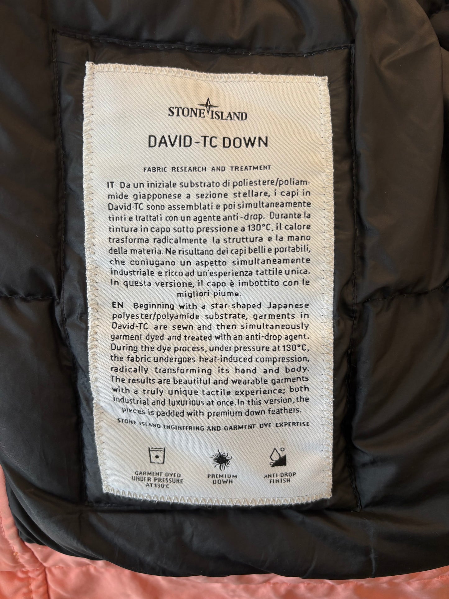 Stone Island David-tc Parka Down Jacket Peach XL