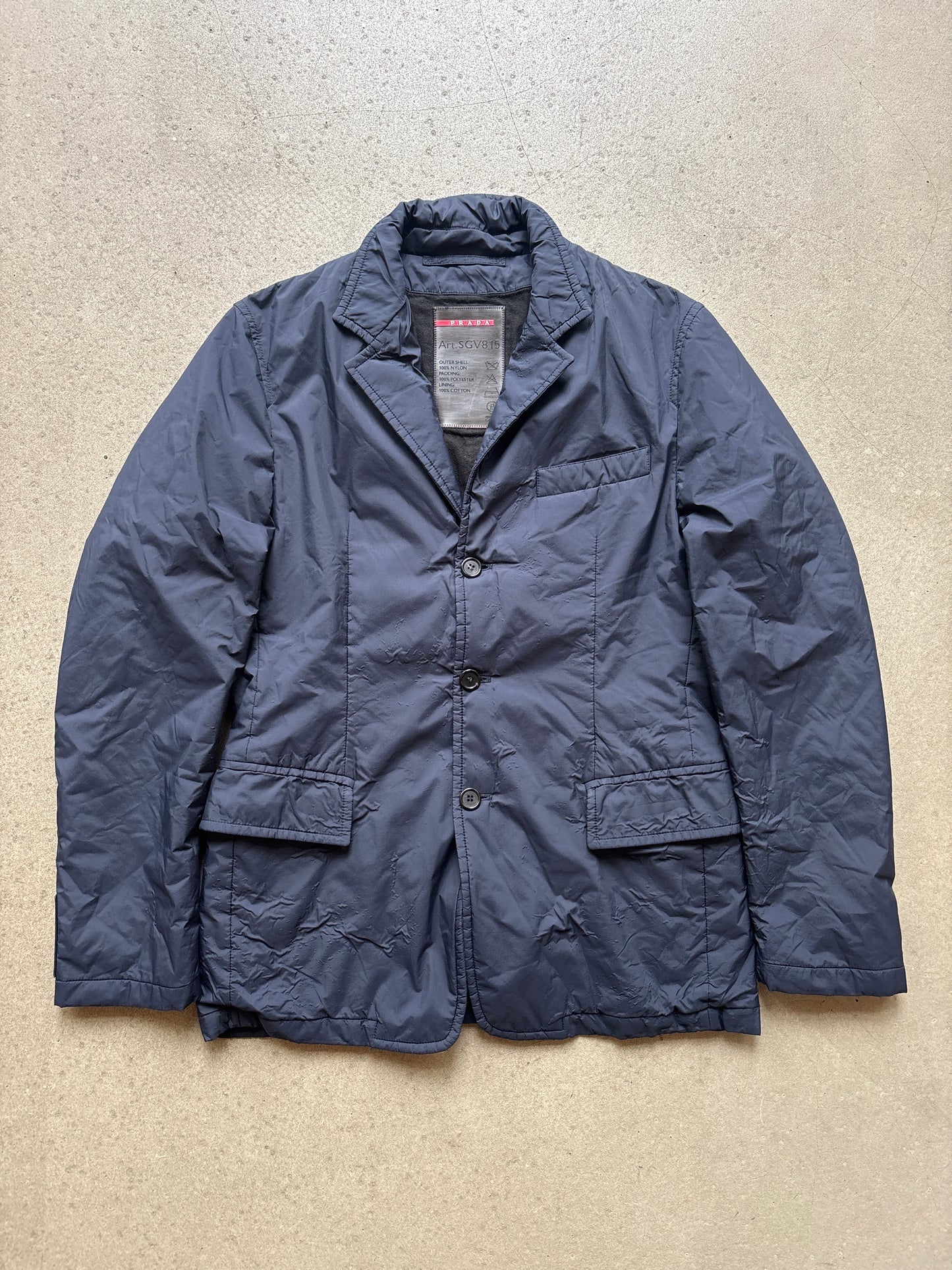 Prada Men Blue Nylon Blazer Jacket Navy 48