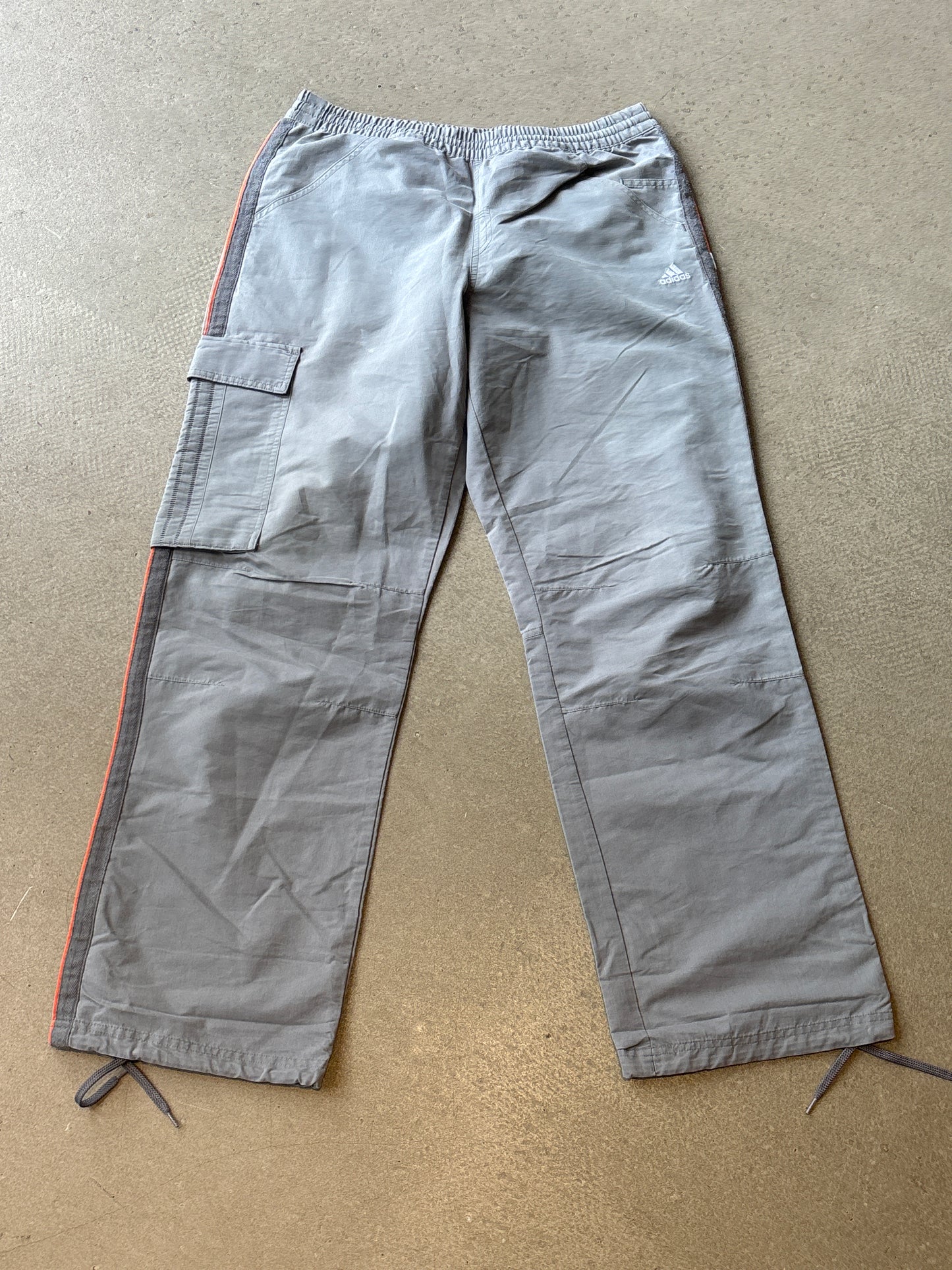 Adidas Orange Stripe Trackpants Grey Medium
