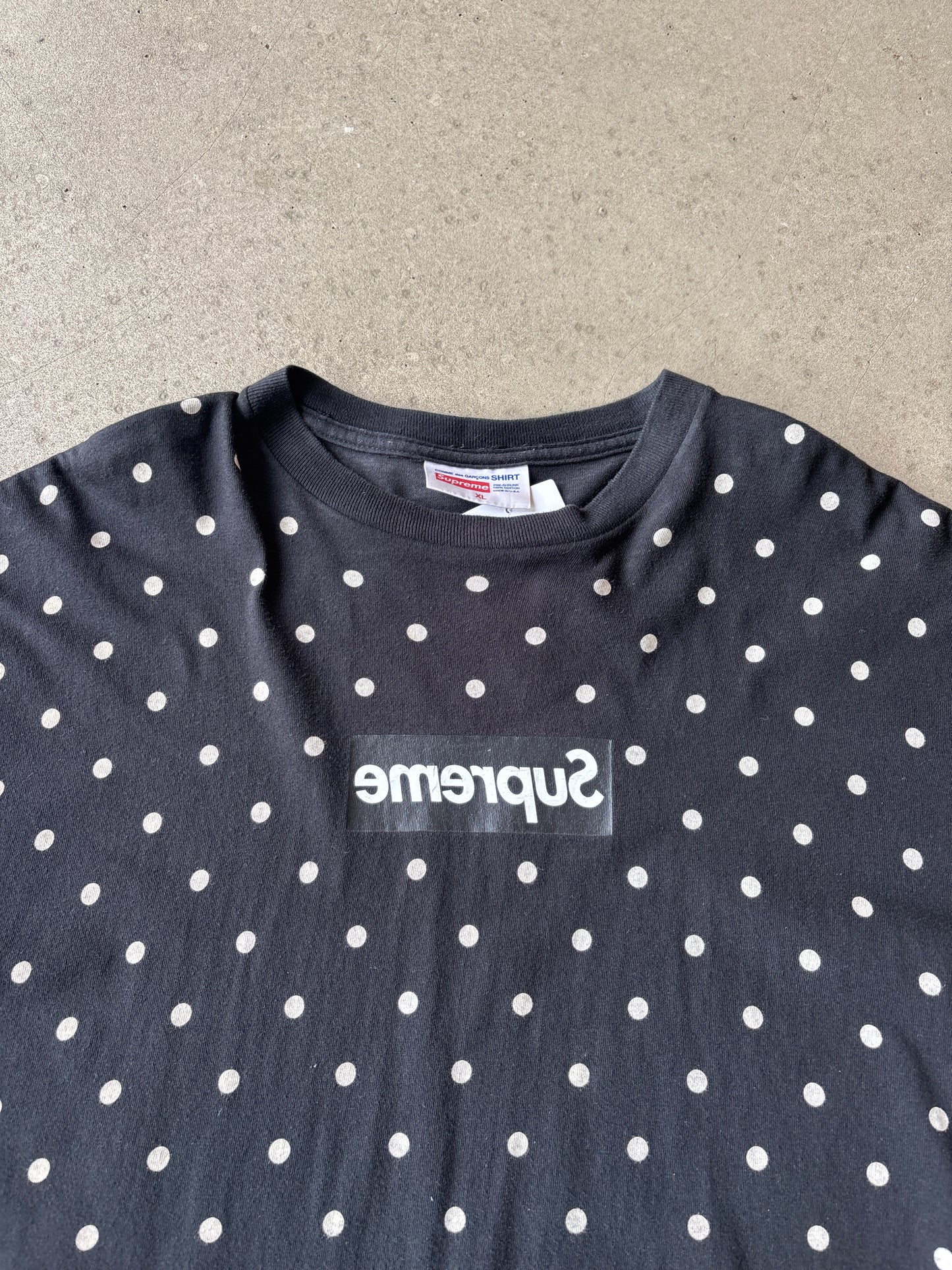 Supreme x CDG Polka Dot Box Logo Tee Size XL
