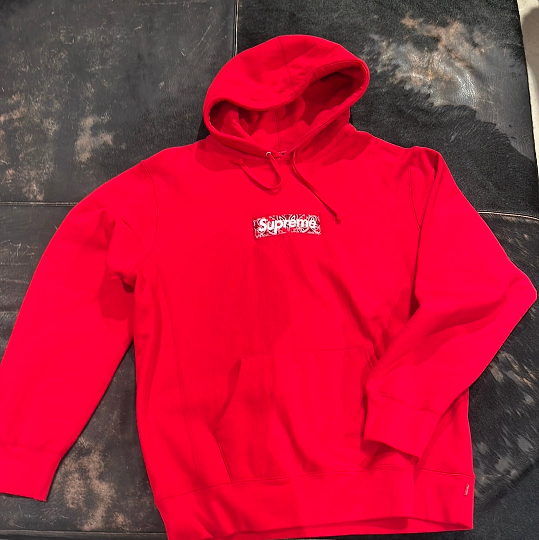 Black and red 2024 box logo supreme hoodie