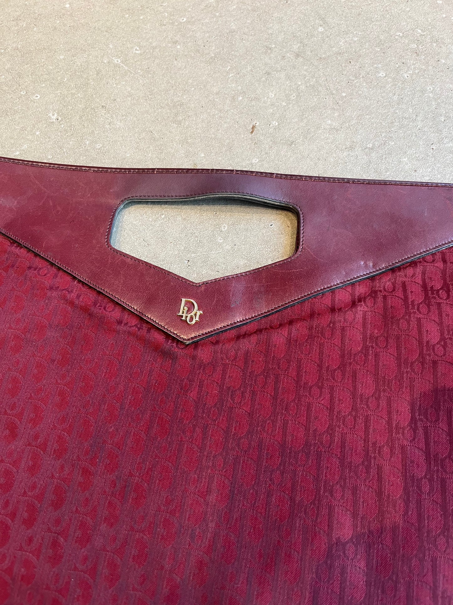 Dior Monogram Double Cloth Clutch Bag Burgundy