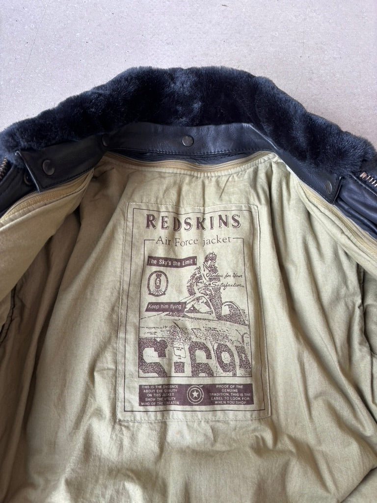 Redskins Air Force Leather Jacket Small Black