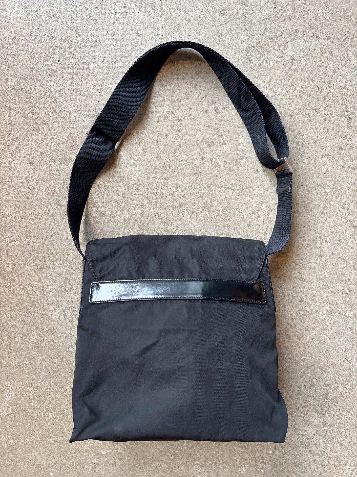 Prada Nylon Single Strap Messenger Mini Bag Black