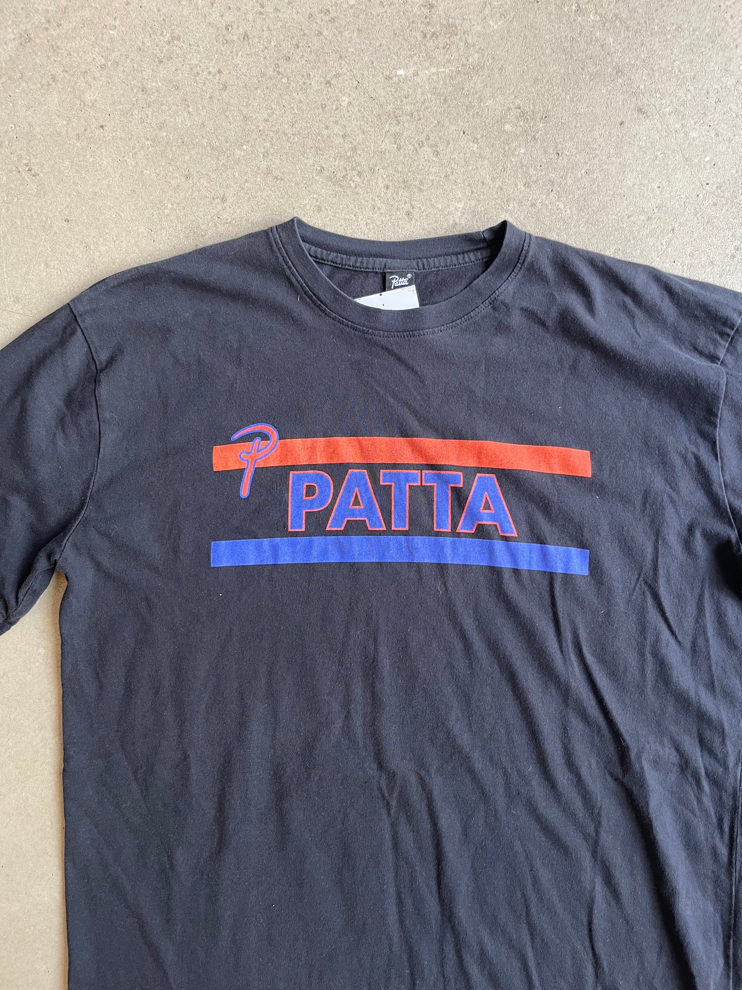 Patta Tee Black Red/Blue stripe XL
