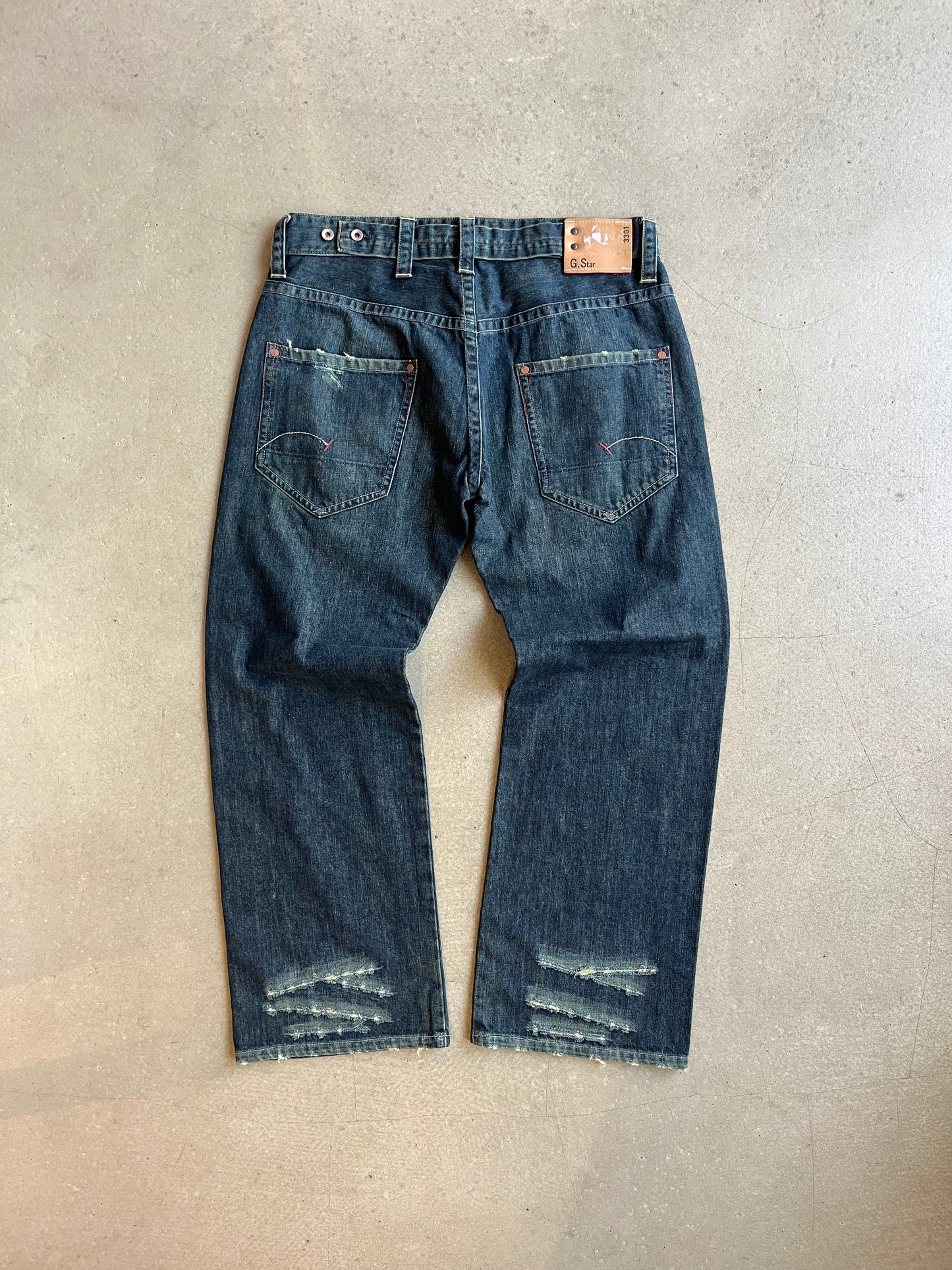 G-star Radar Low Loose Distressed Washed Jeans Size 33