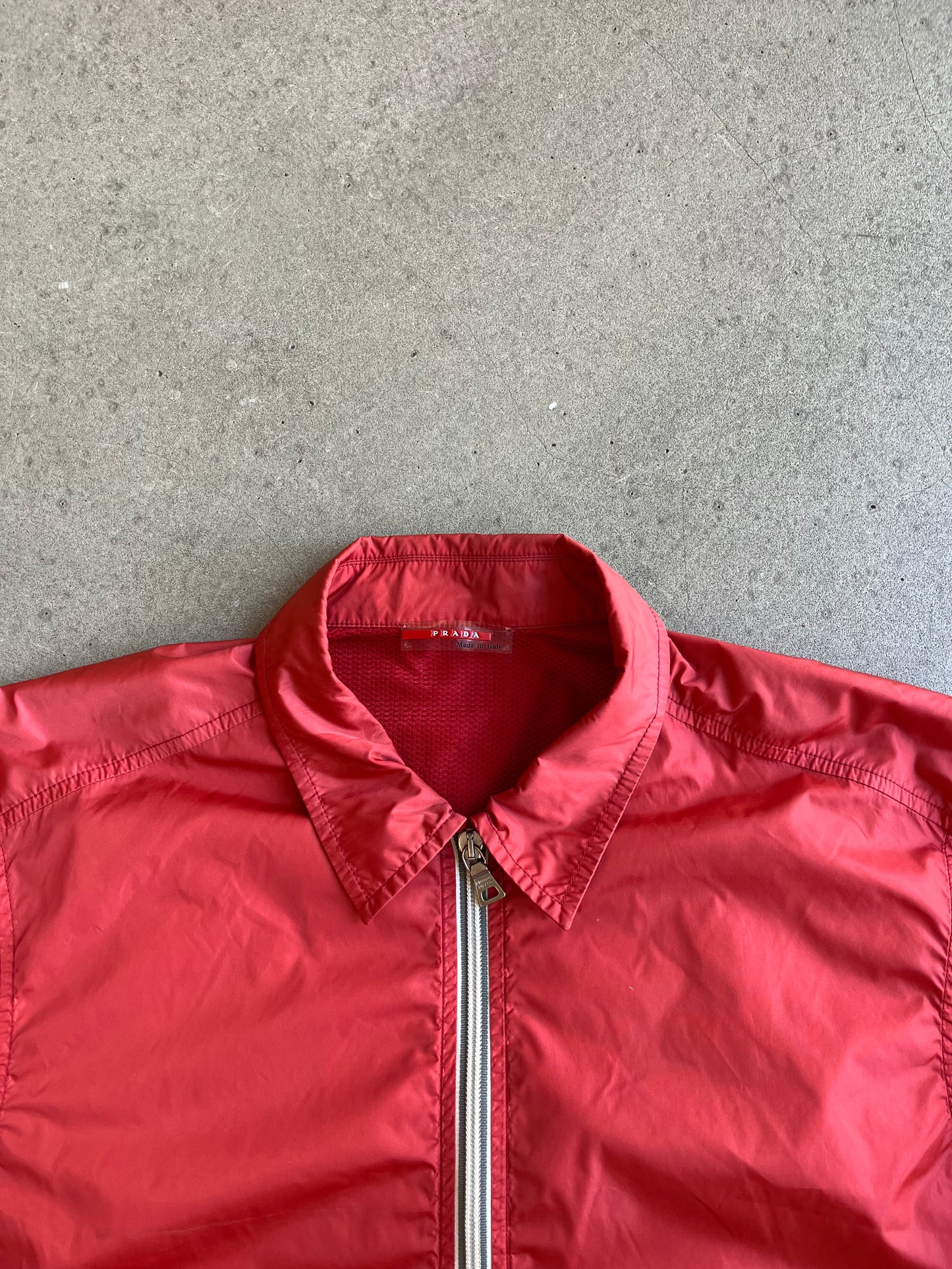 Prada Zip Up Nylon Overshirt Red Large