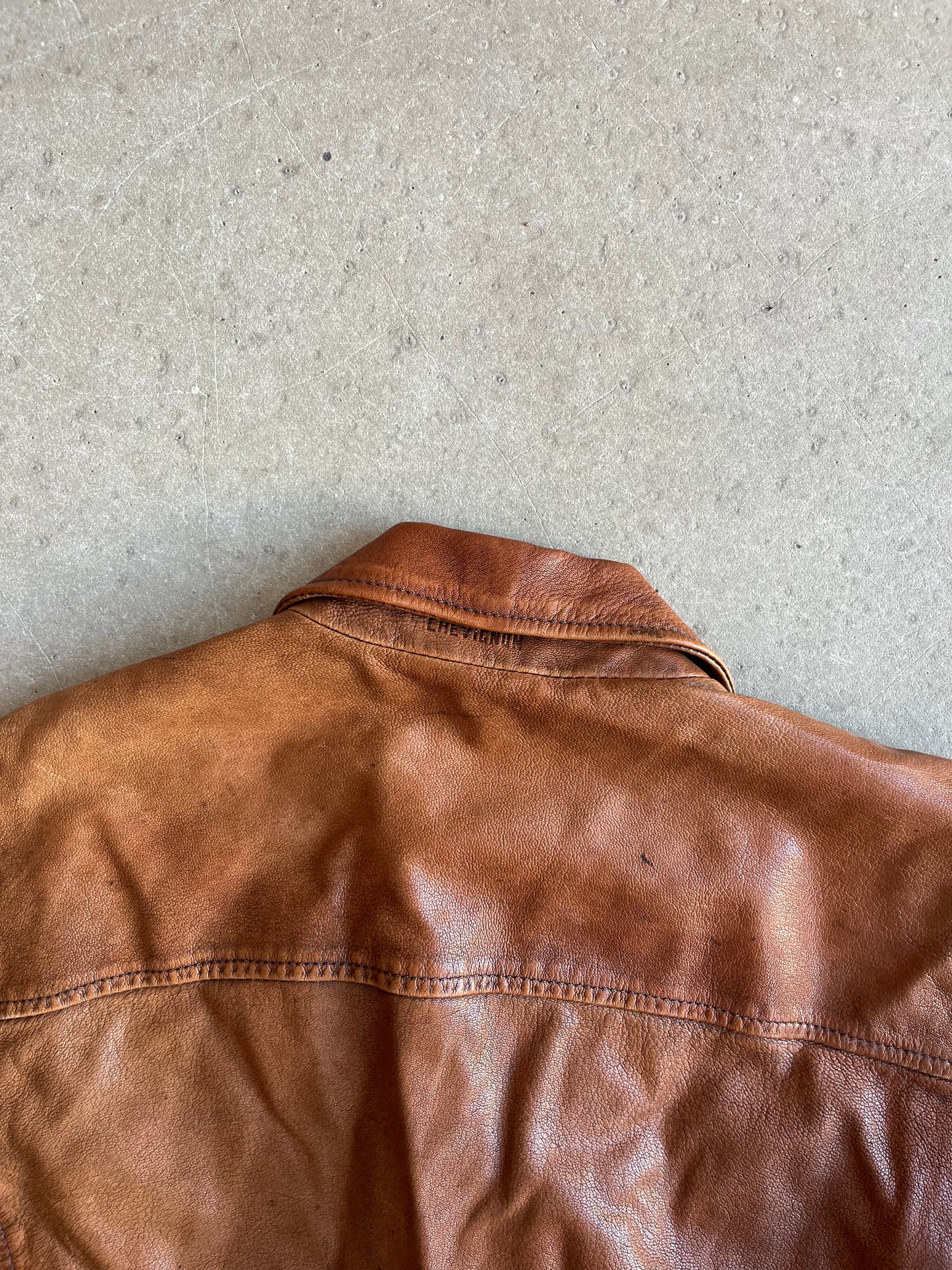 Chevignon Brown Leather Jacket Large
