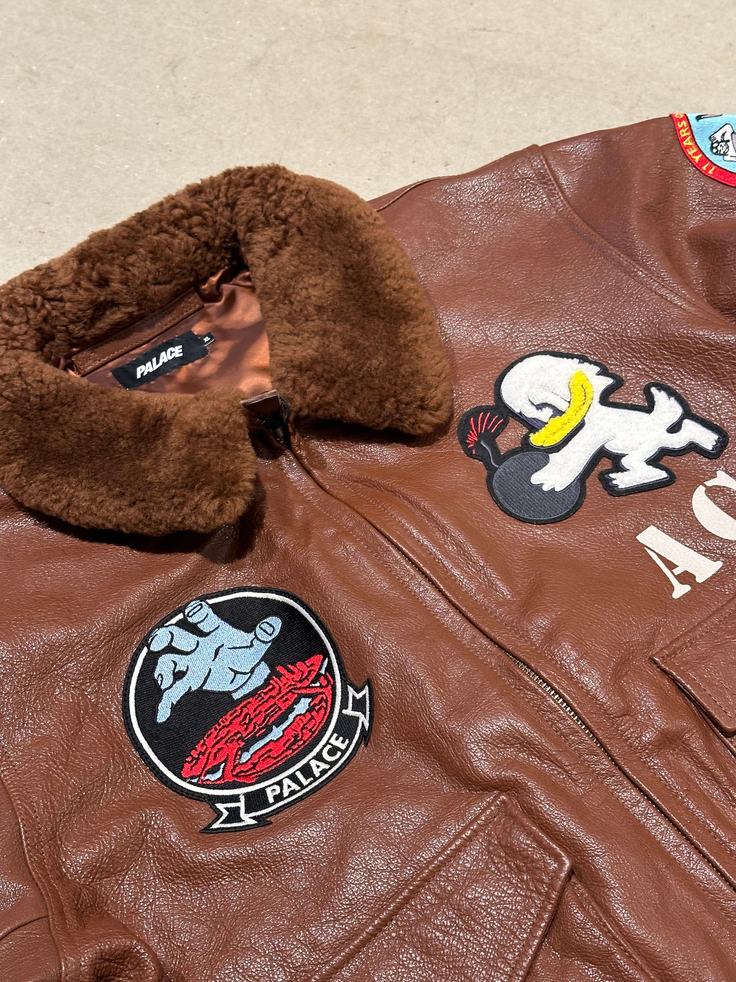 Palace Leather Flight Jacket Brown XL