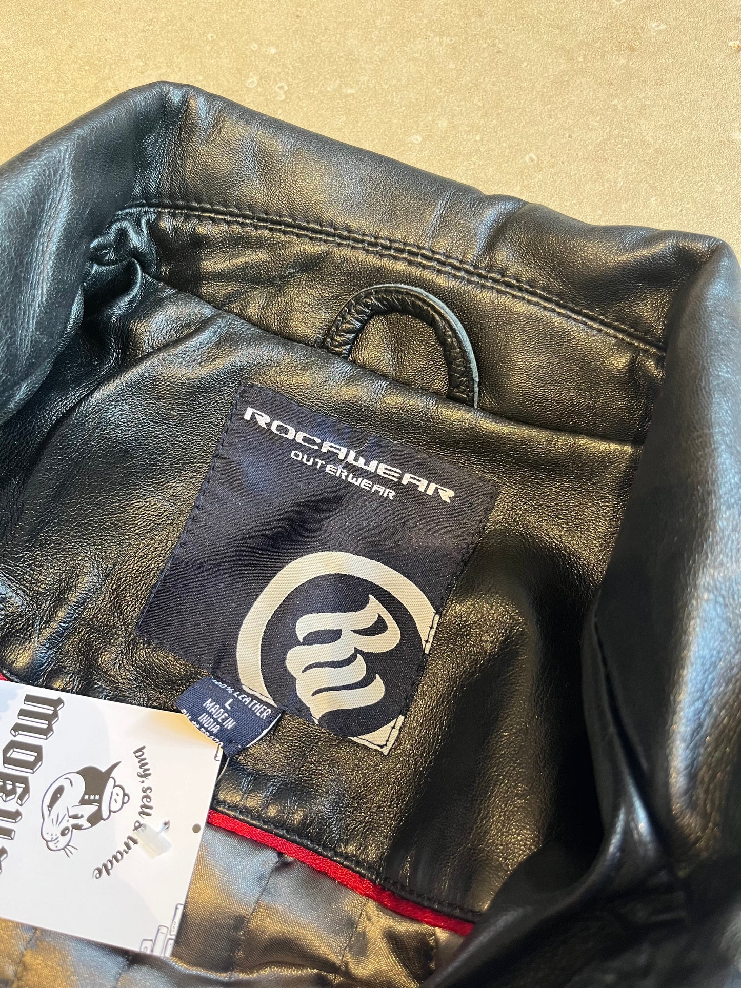 Rocawear Leather Jacket Black Red L