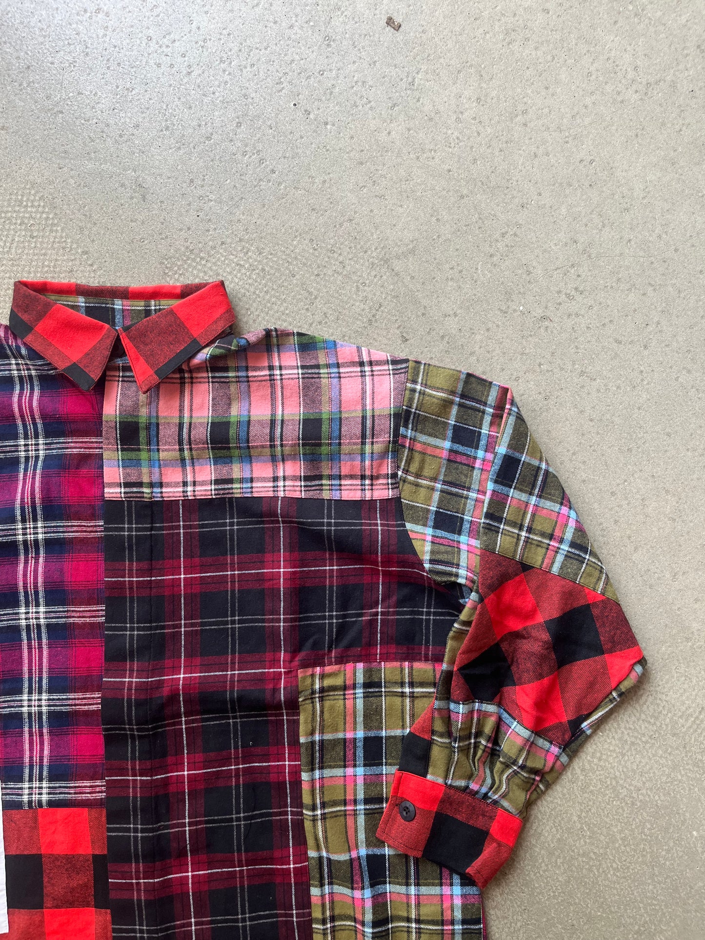 Re-cut Flannel Shirt Sally with Snake Red