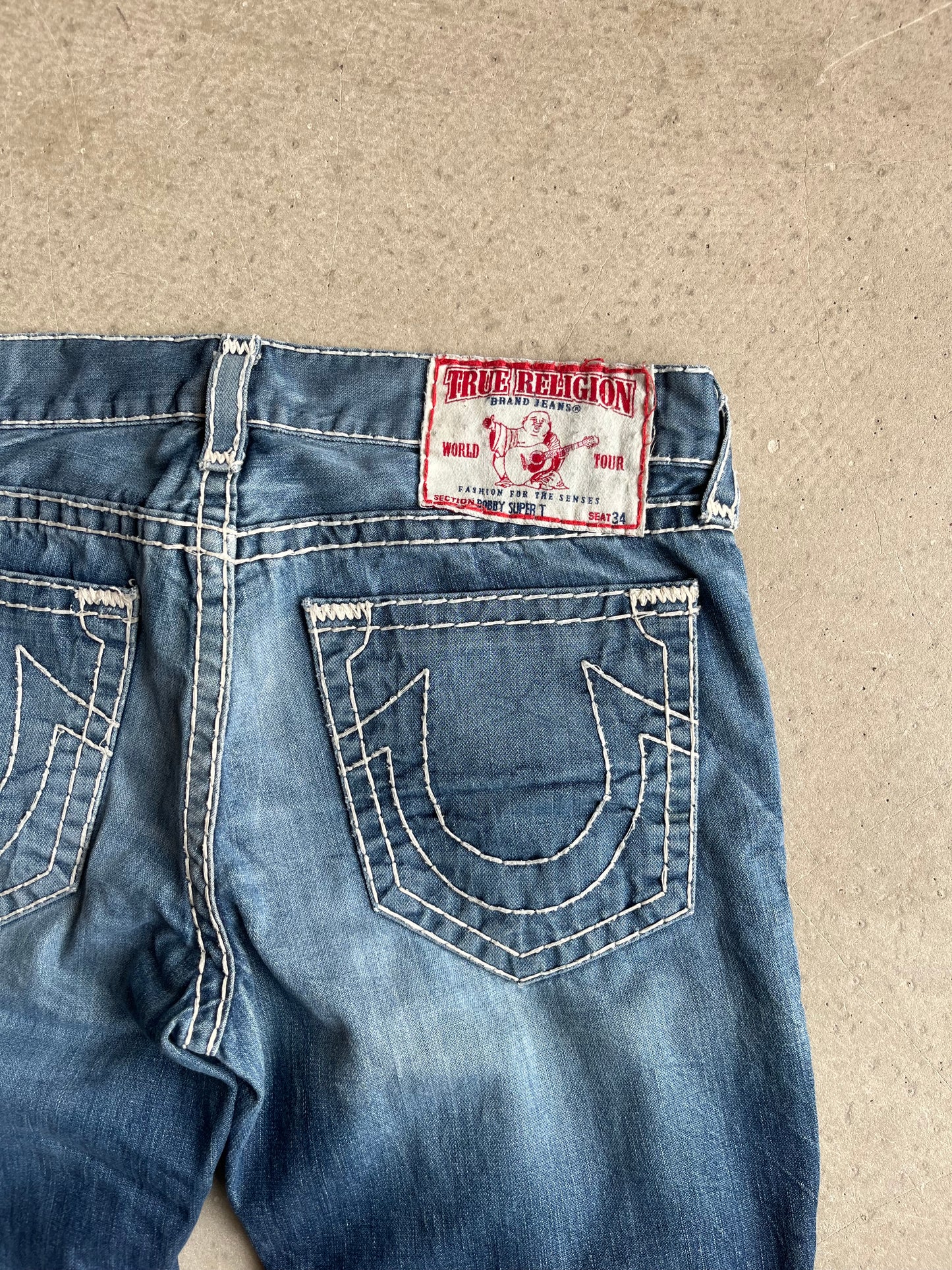 True Religeon Bobby Super T White Stitch Size 36
