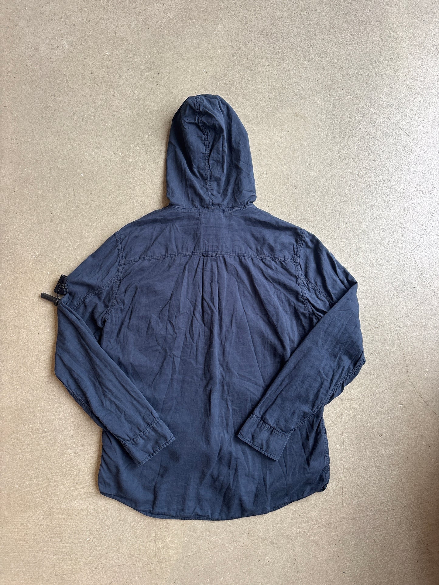Stone Island Hooded Button Down Shirt L Navy