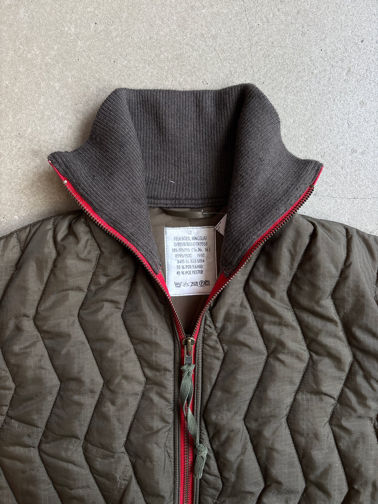 Vintage German Army Puffer Jacket Khaki XL
