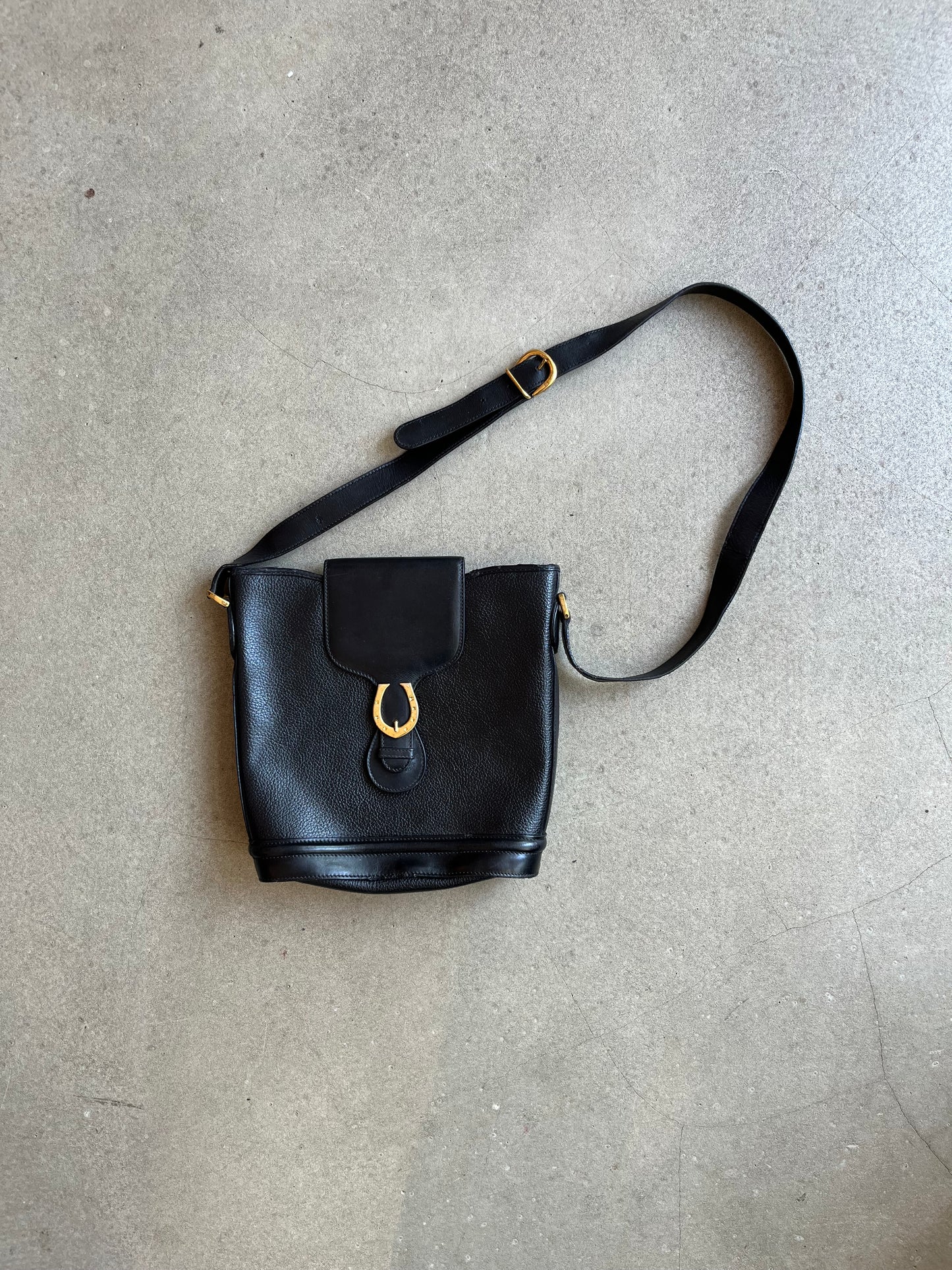 Vintage Gucci Crossbody Leather Bag Black