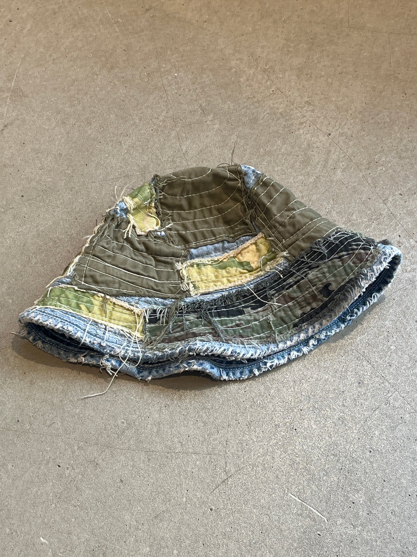 Tactical Denim Patchwork Buckethead Green
