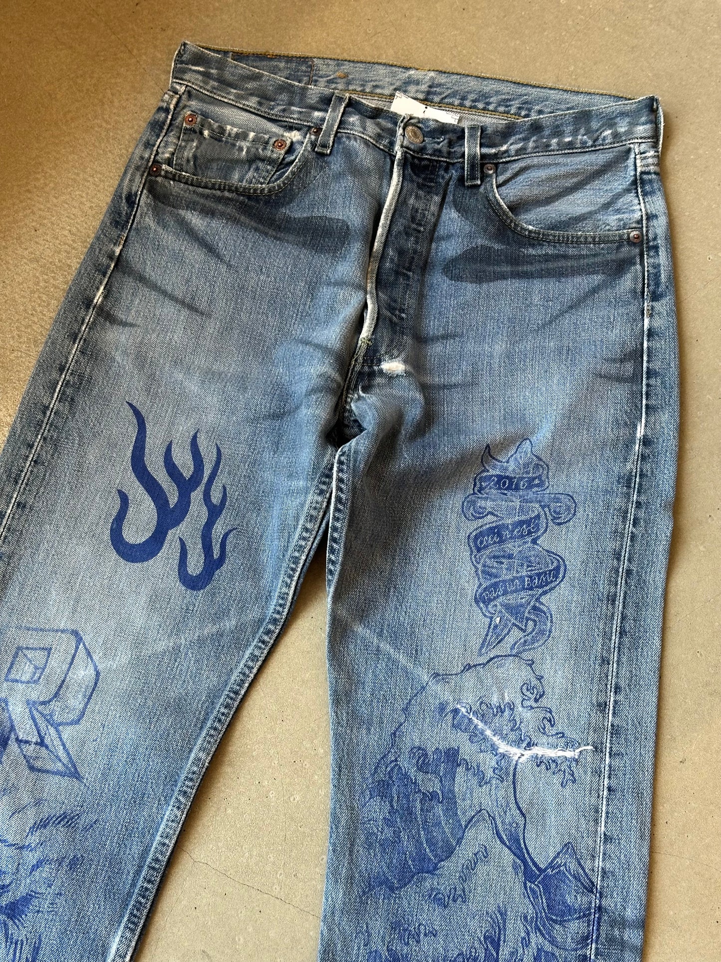 Atelier Reservé Reworked Waxed Denim Jeans W32