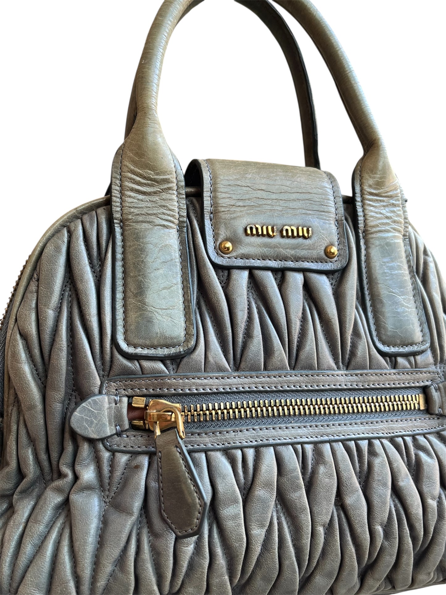 Miu Miu Soft Leather Handbag Grey