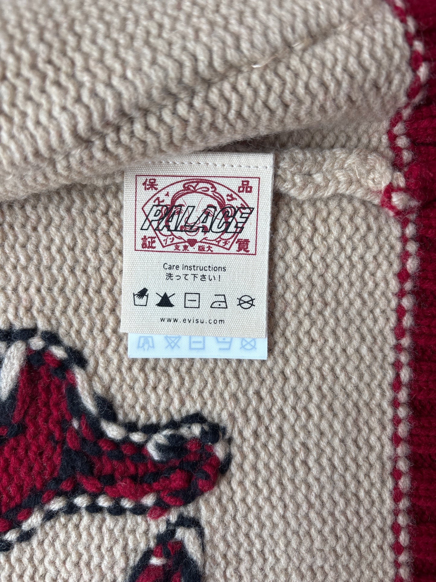 Palace x Evisu Dice Cowichan Knit Cream