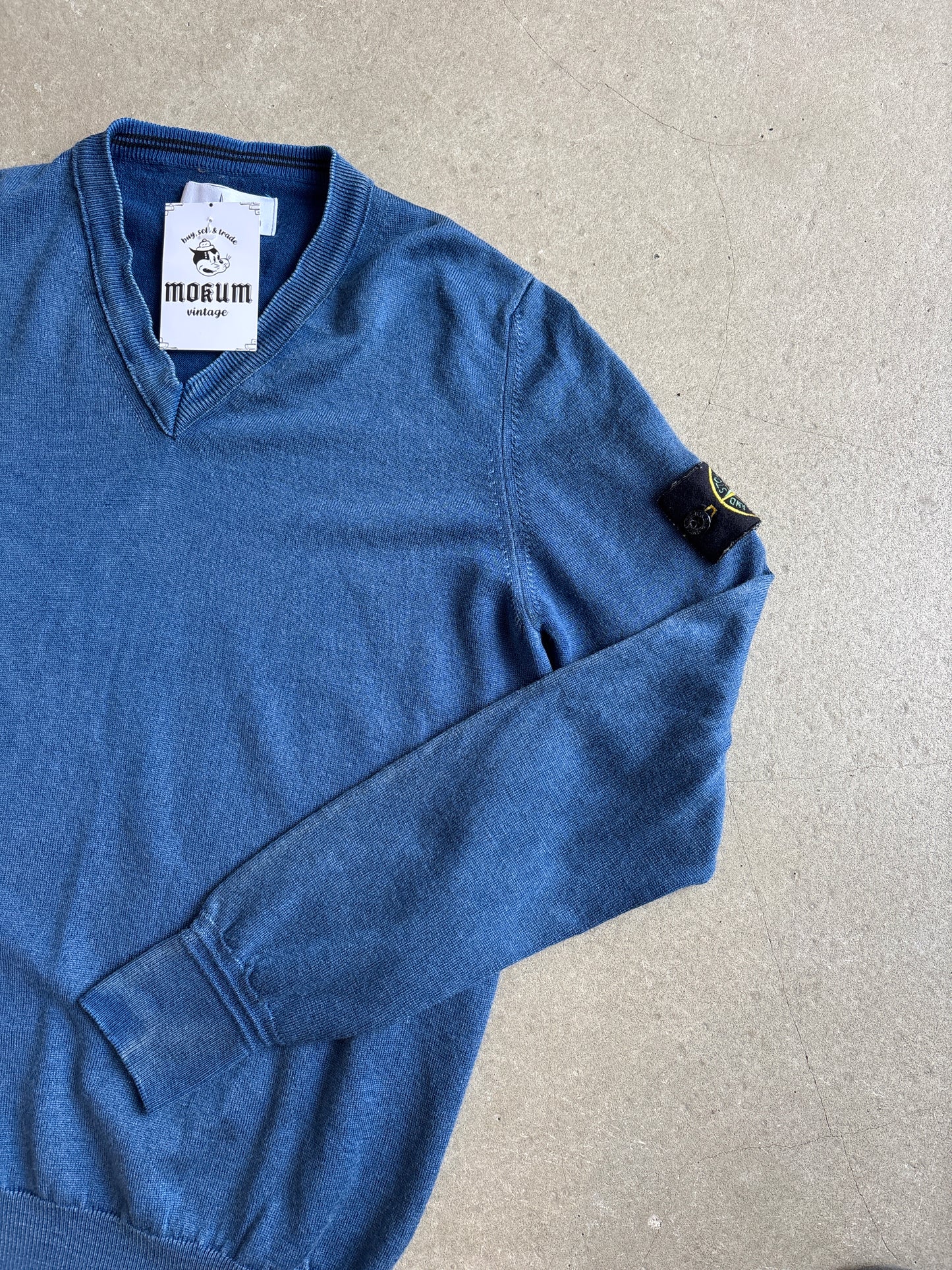 Stone Island V-Neck Sweater Blue S